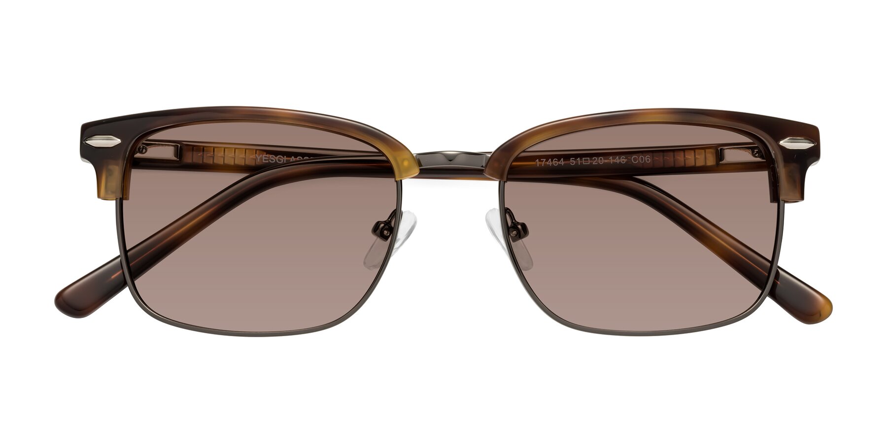 Folded Front of 17464 in Tortoise/ Gunmetal with Medium Brown Tinted Lenses