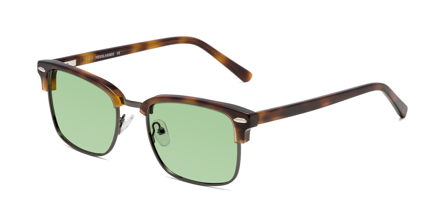 Angle of 17464 in Tortoise/ Gunmetal with Medium Green Tinted Lenses