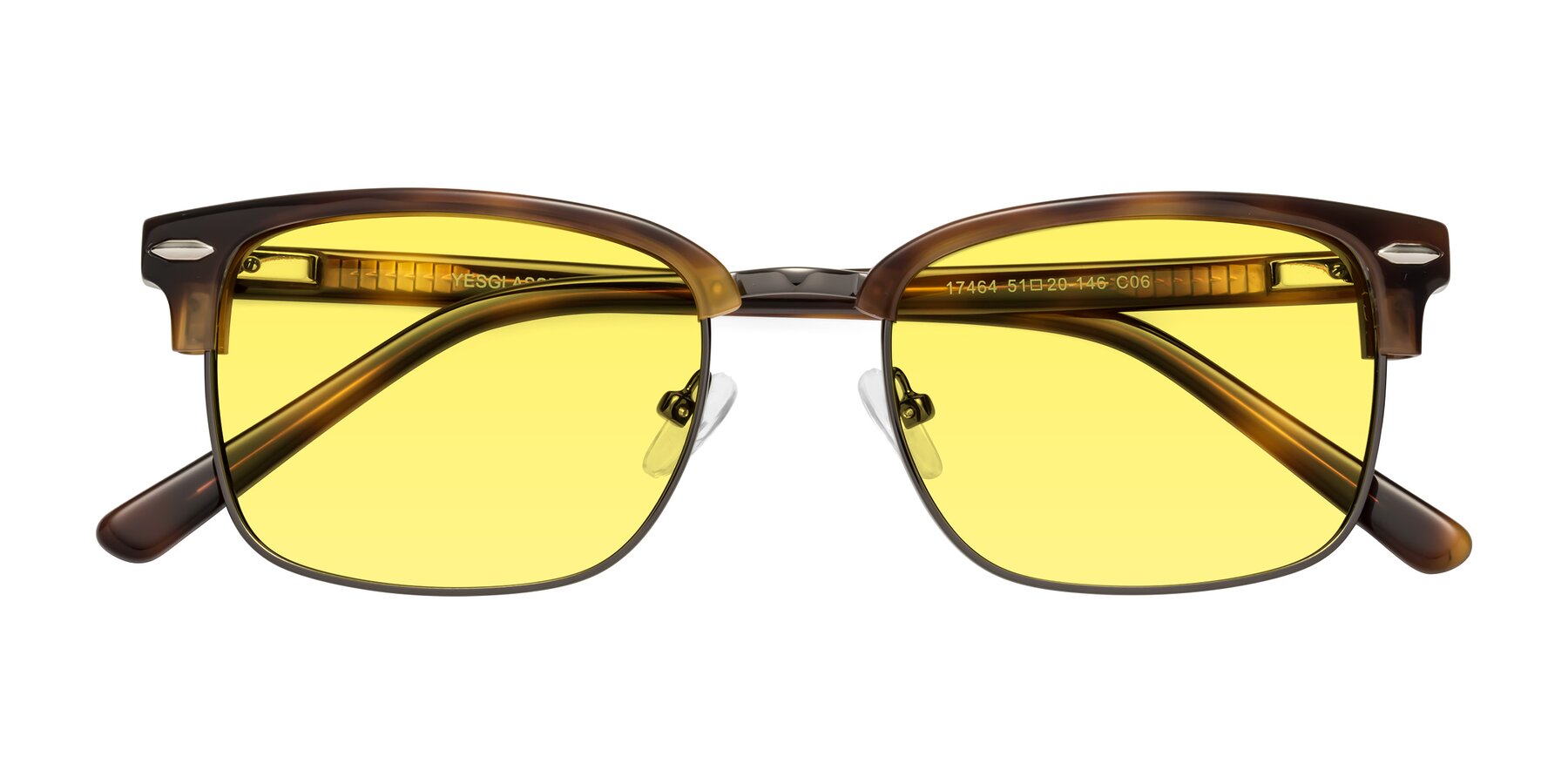 Folded Front of 17464 in Tortoise/ Gunmetal with Medium Yellow Tinted Lenses