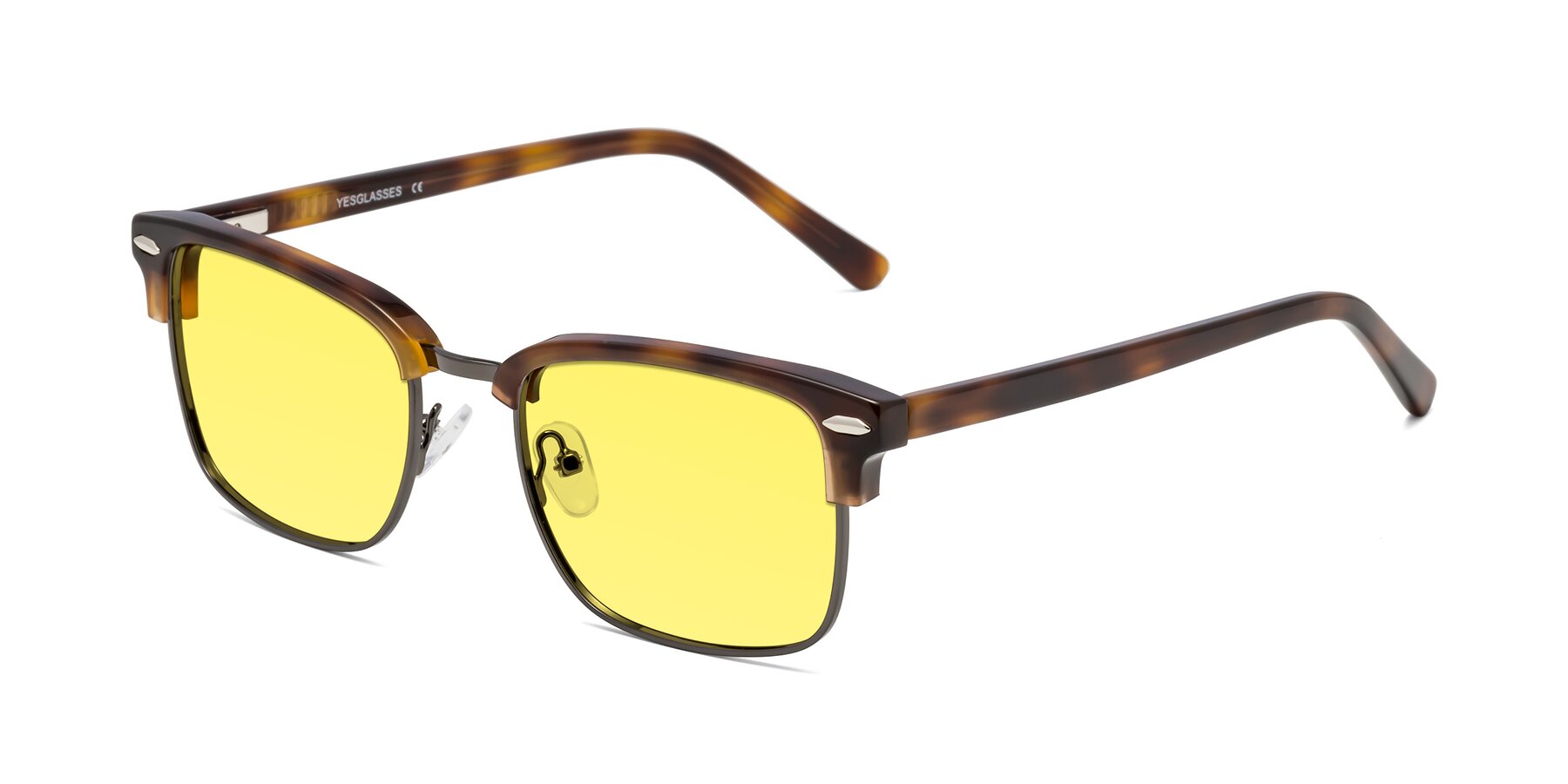 Angle of 17464 in Tortoise/ Gunmetal with Medium Yellow Tinted Lenses