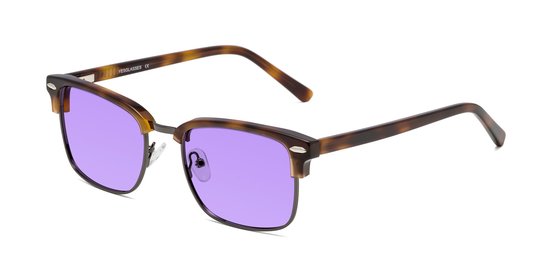 Angle of 17464 in Tortoise/ Gunmetal with Medium Purple Tinted Lenses