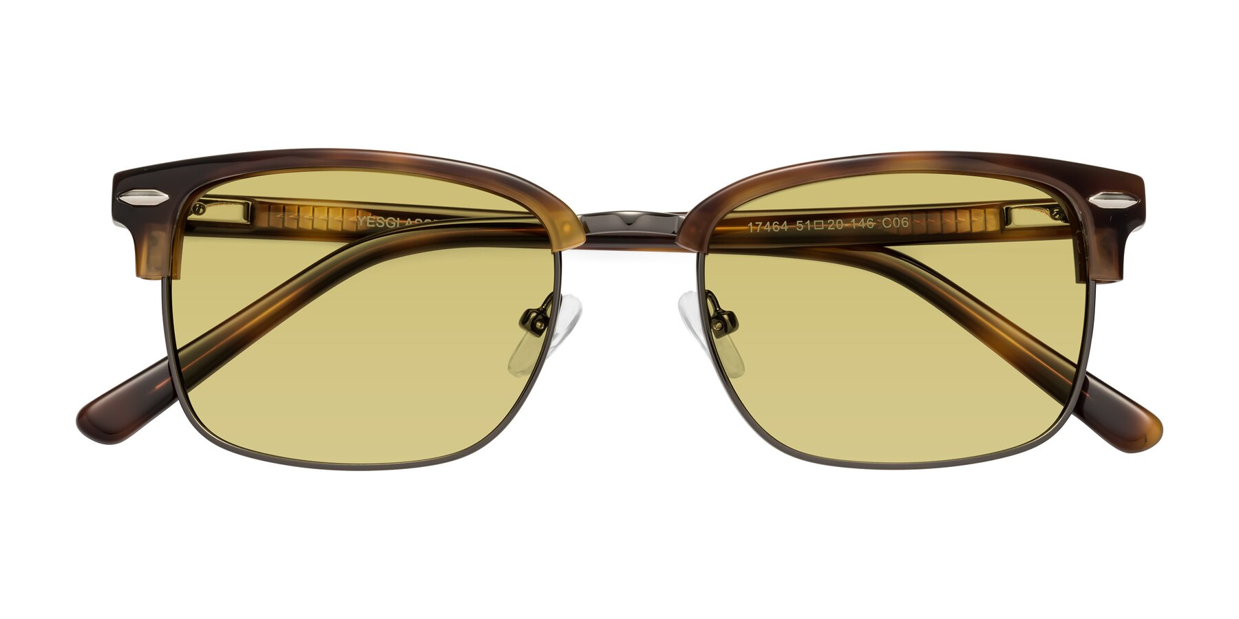 Folded Front of 17464 in Tortoise/ Gunmetal with Medium Champagne Tinted Lenses