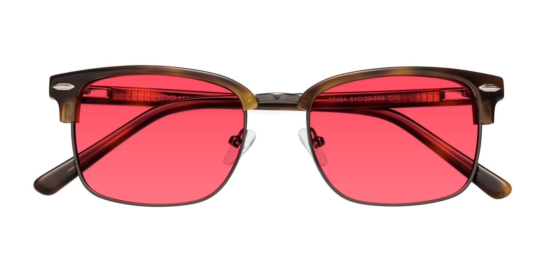 Folded Front of 17464 in Tortoise/ Gunmetal with Red Tinted Lenses