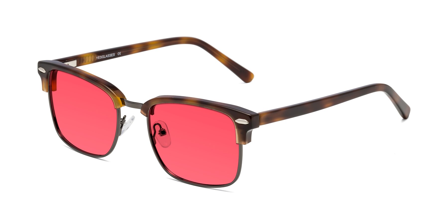 Angle of 17464 in Tortoise/ Gunmetal with Red Tinted Lenses