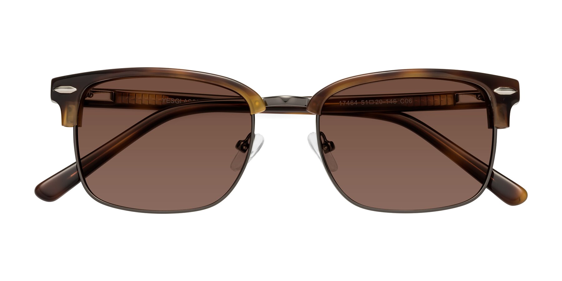 Folded Front of 17464 in Tortoise/ Gunmetal with Brown Tinted Lenses