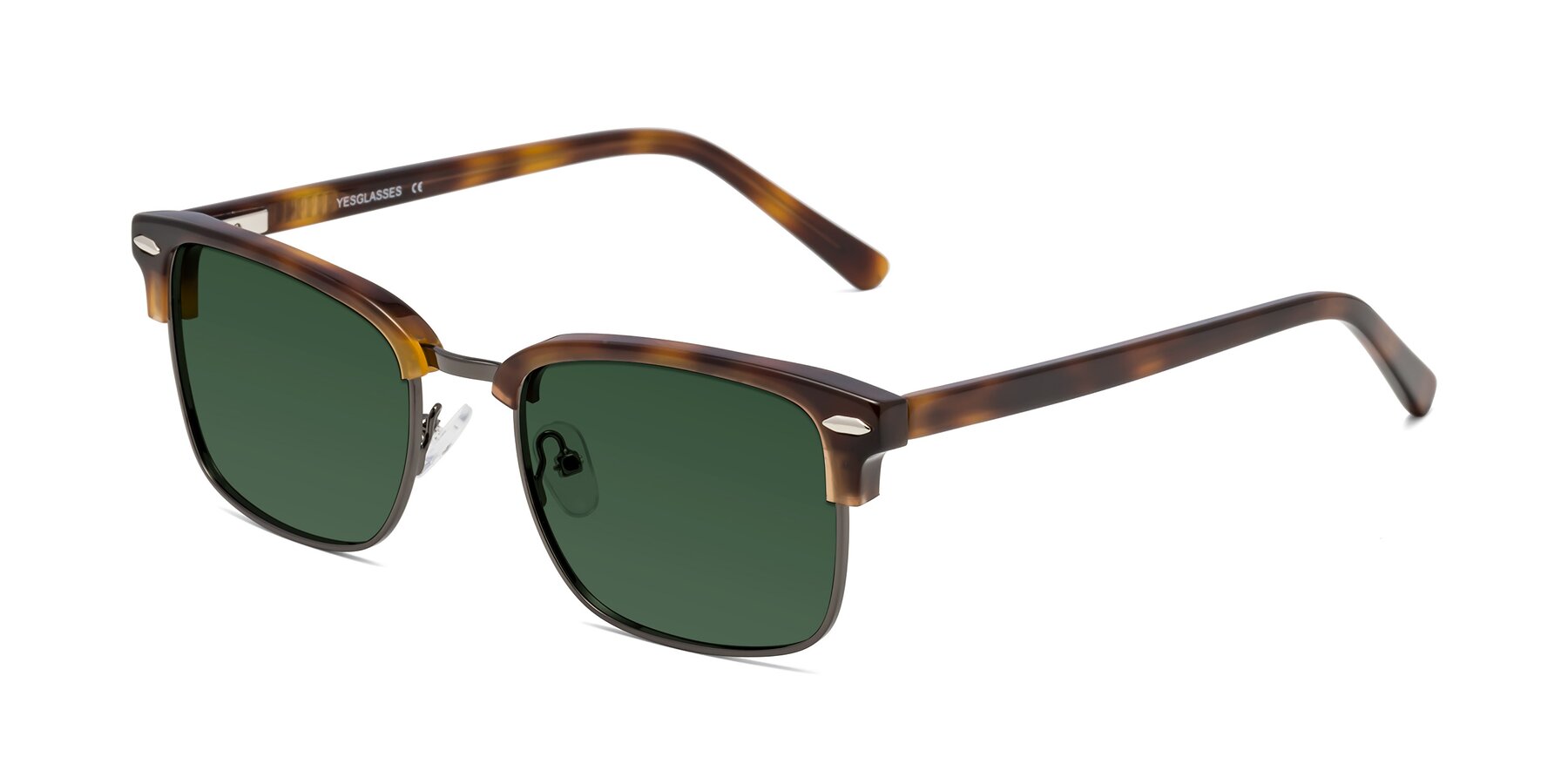 Angle of 17464 in Tortoise/ Gunmetal with Green Tinted Lenses
