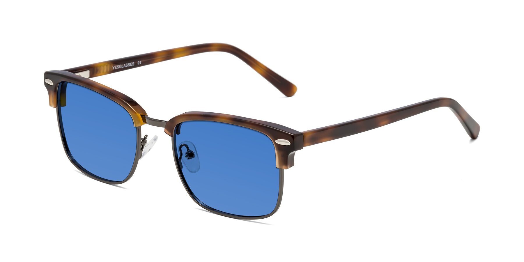 Angle of 17464 in Tortoise/ Gunmetal with Blue Tinted Lenses