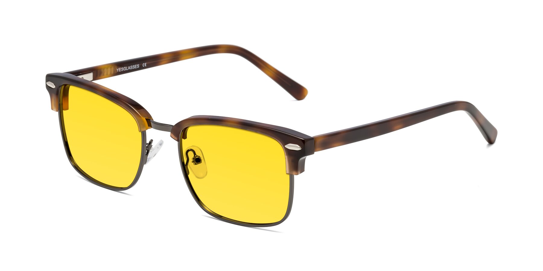 Angle of 17464 in Tortoise/ Gunmetal with Yellow Tinted Lenses