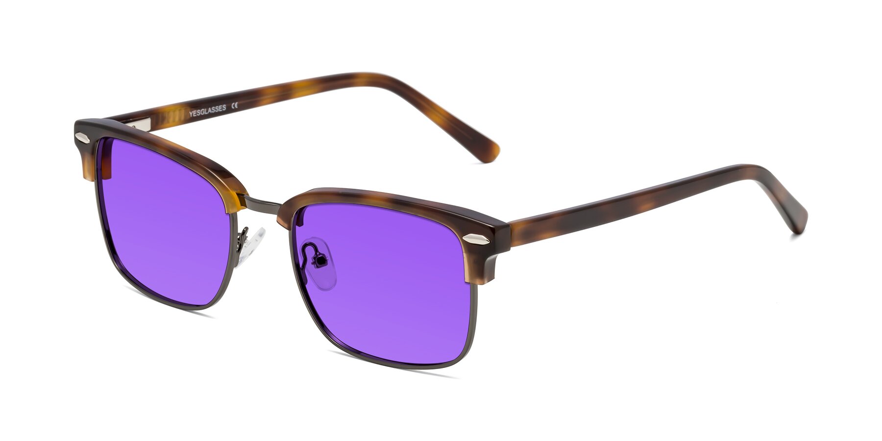 Angle of 17464 in Tortoise/ Gunmetal with Purple Tinted Lenses