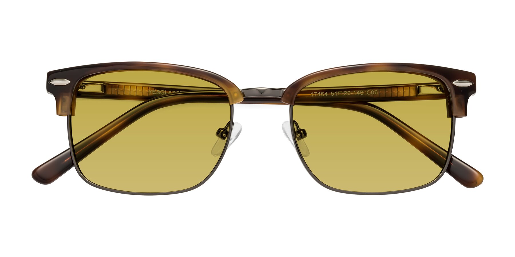 Folded Front of 17464 in Tortoise/ Gunmetal with Champagne Tinted Lenses