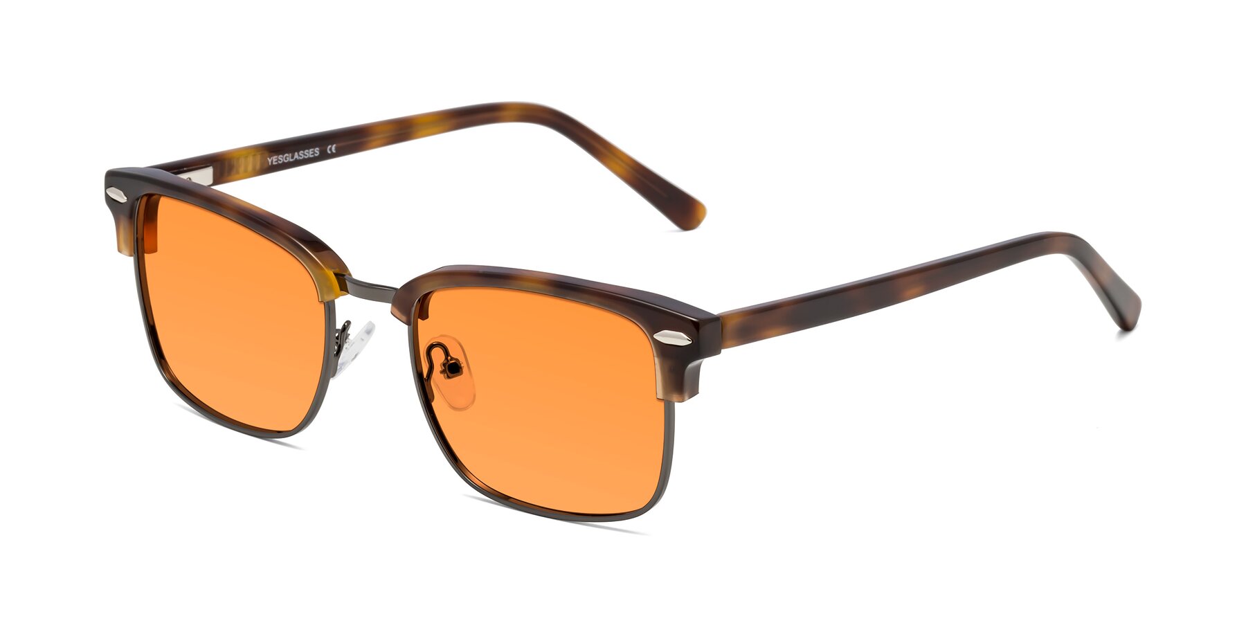 Angle of 17464 in Tortoise/ Gunmetal with Orange Tinted Lenses