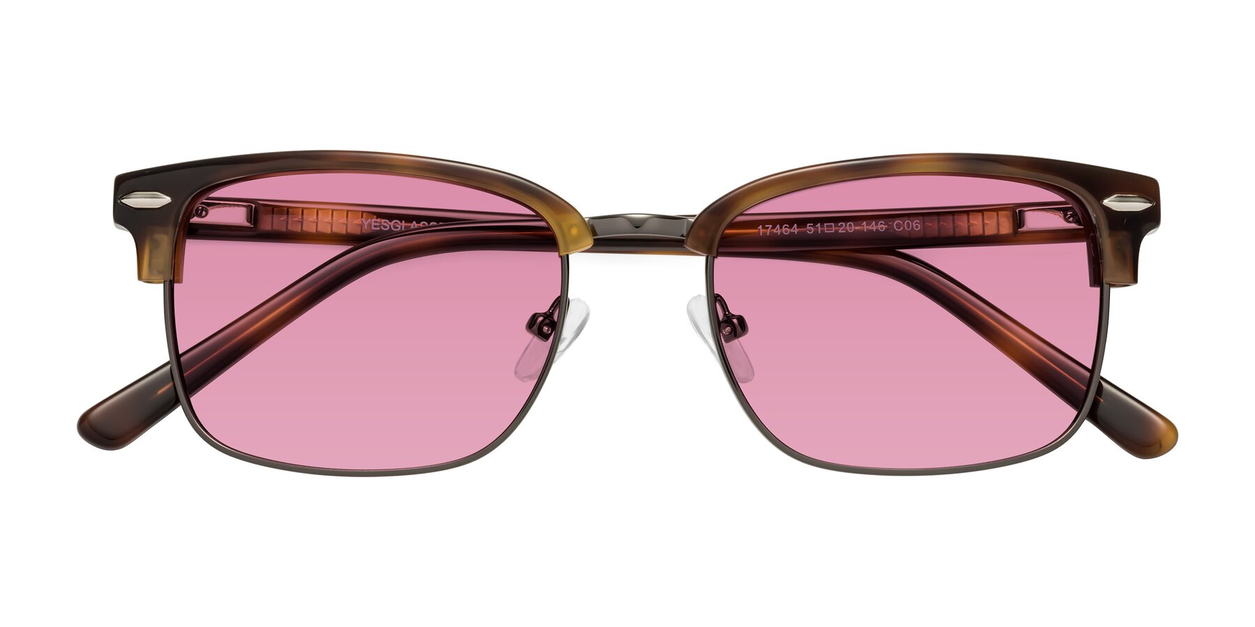 Folded Front of 17464 in Tortoise/ Gunmetal with Medium Wine Tinted Lenses