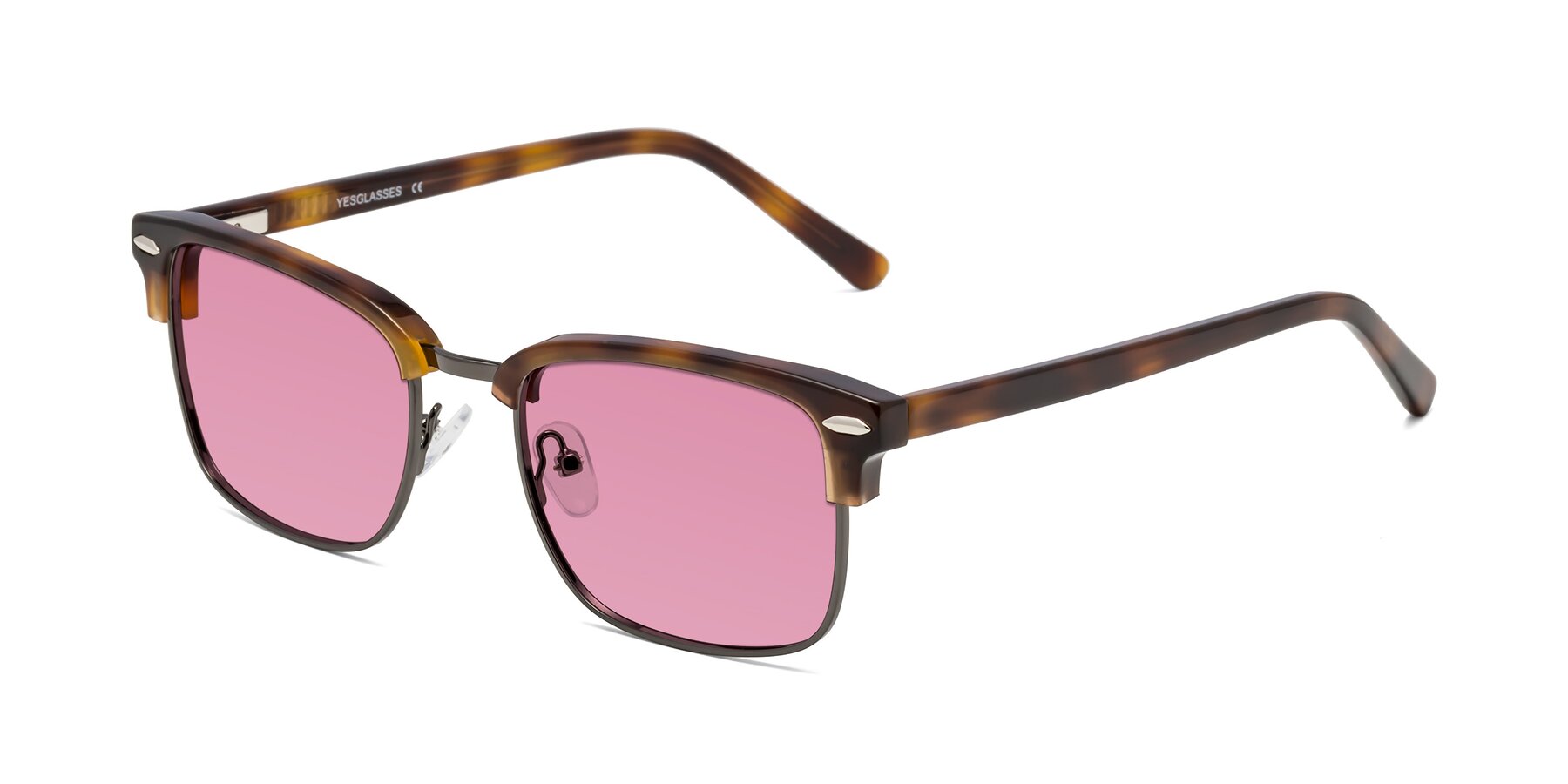 Angle of 17464 in Tortoise/ Gunmetal with Medium Wine Tinted Lenses