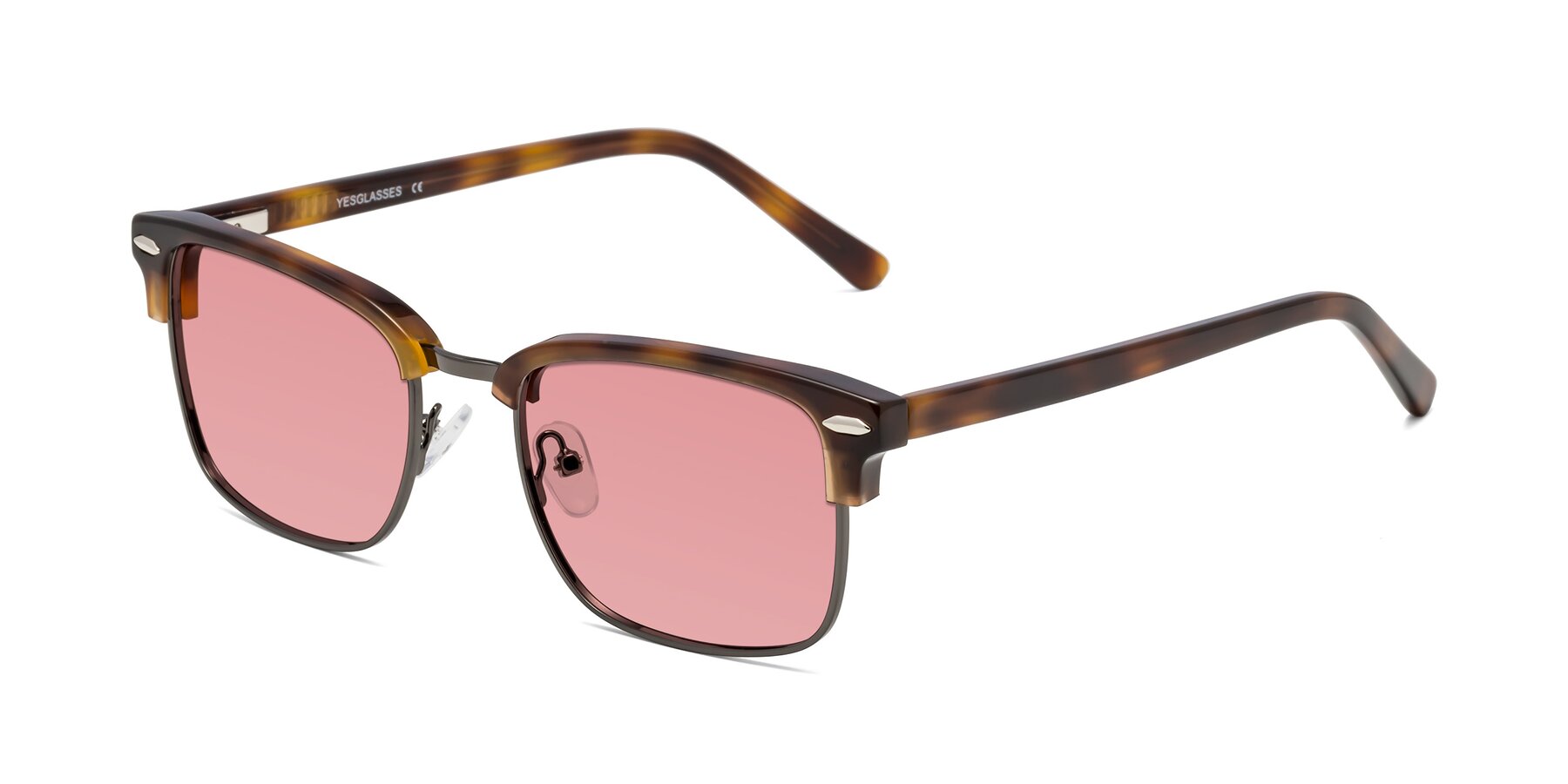 Angle of 17464 in Tortoise/ Gunmetal with Medium Garnet Tinted Lenses