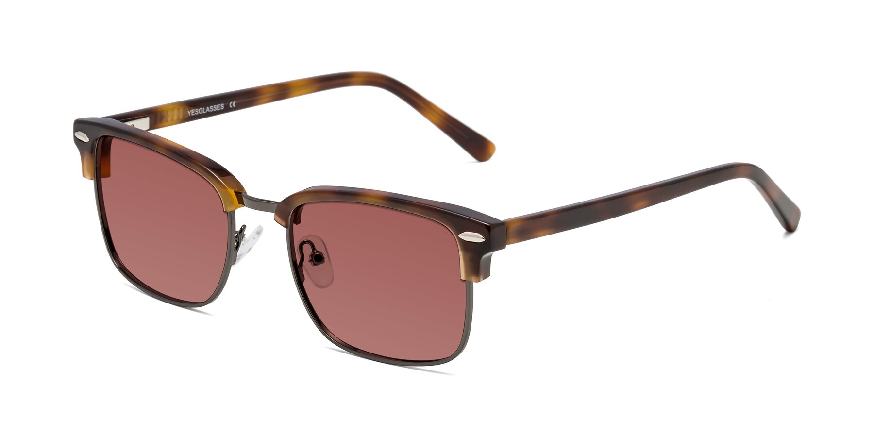 Angle of 17464 in Tortoise/ Gunmetal with Garnet Tinted Lenses