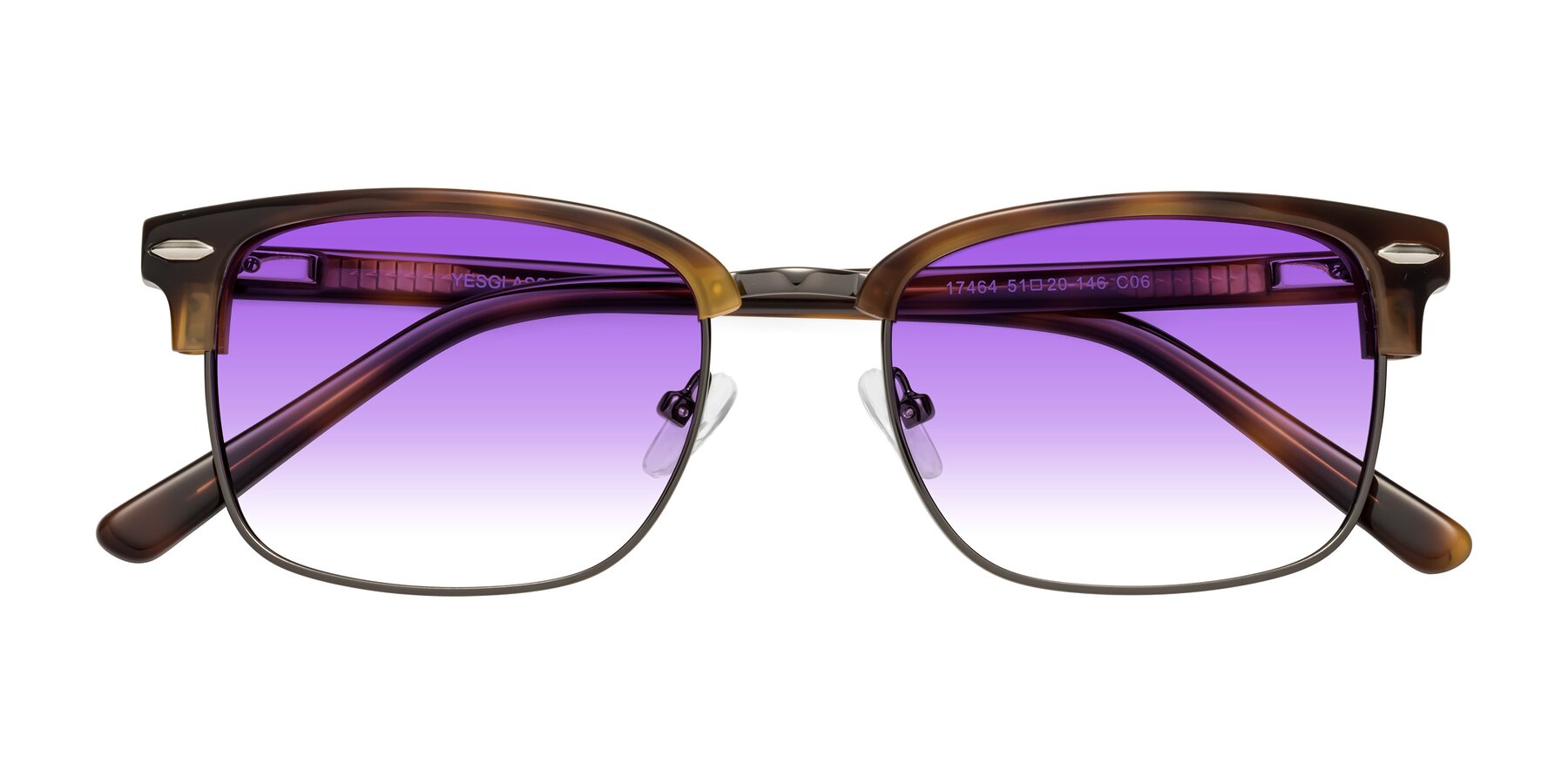 Folded Front of 17464 in Tortoise/ Gunmetal with Purple Gradient Lenses
