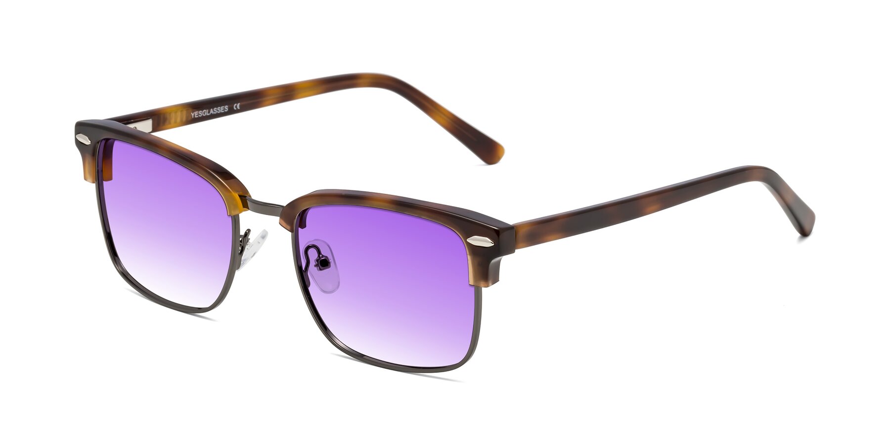 Angle of 17464 in Tortoise/ Gunmetal with Purple Gradient Lenses