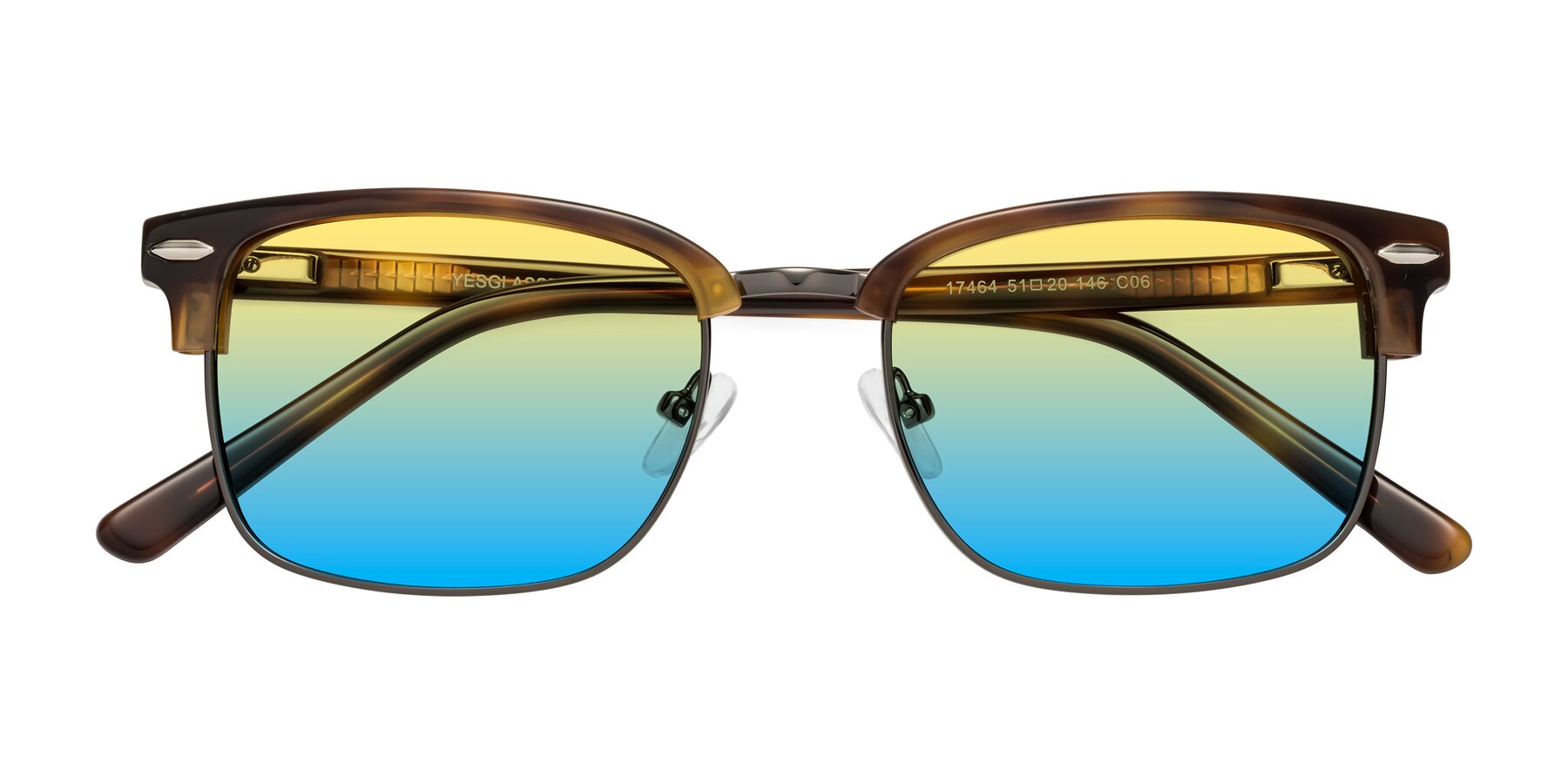 Folded Front of 17464 in Tortoise/ Gunmetal with Yellow / Blue Gradient Lenses