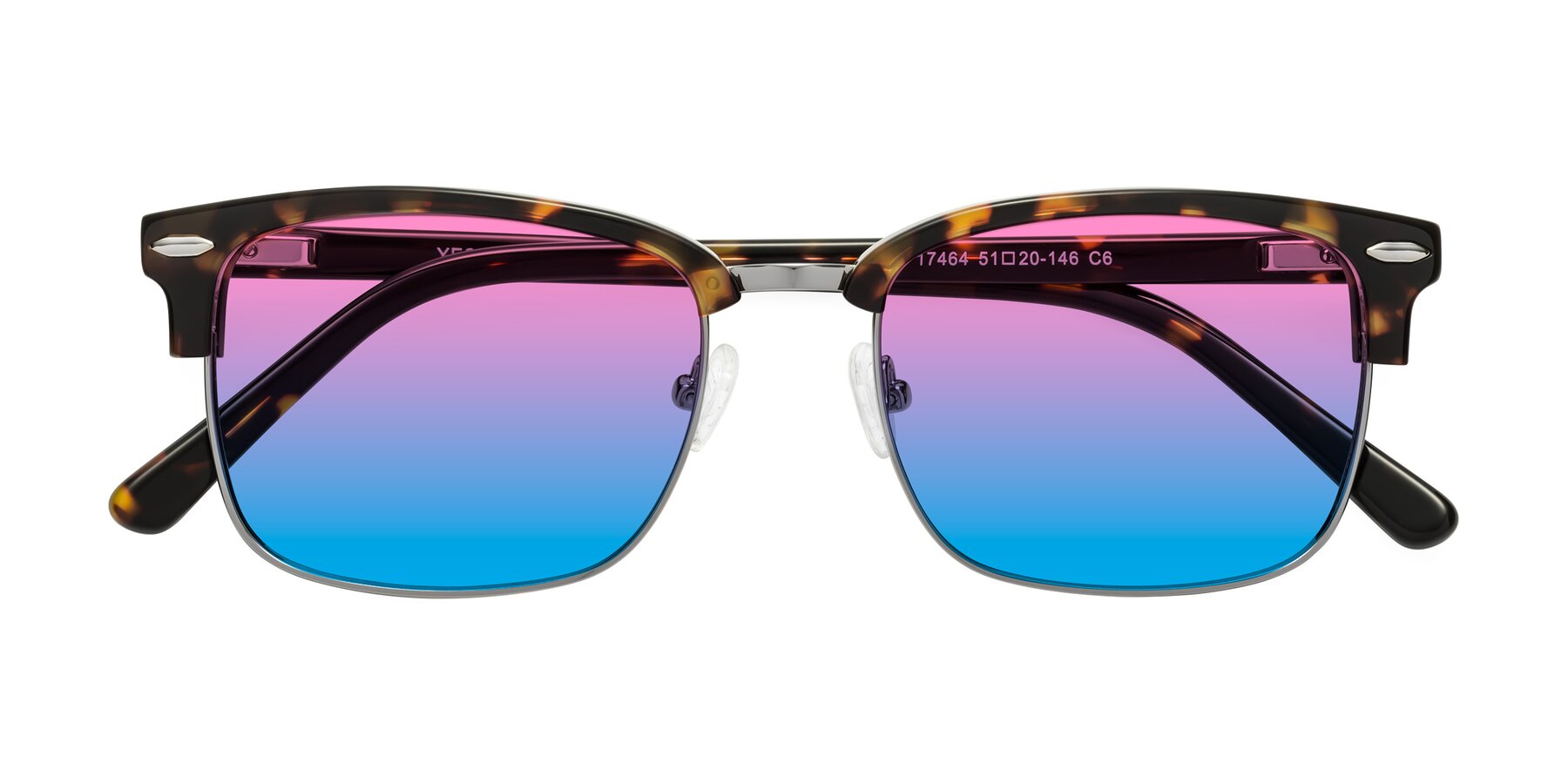 Folded Front of 17464 in Tortoise/ Gunmetal with Pink / Blue Gradient Lenses