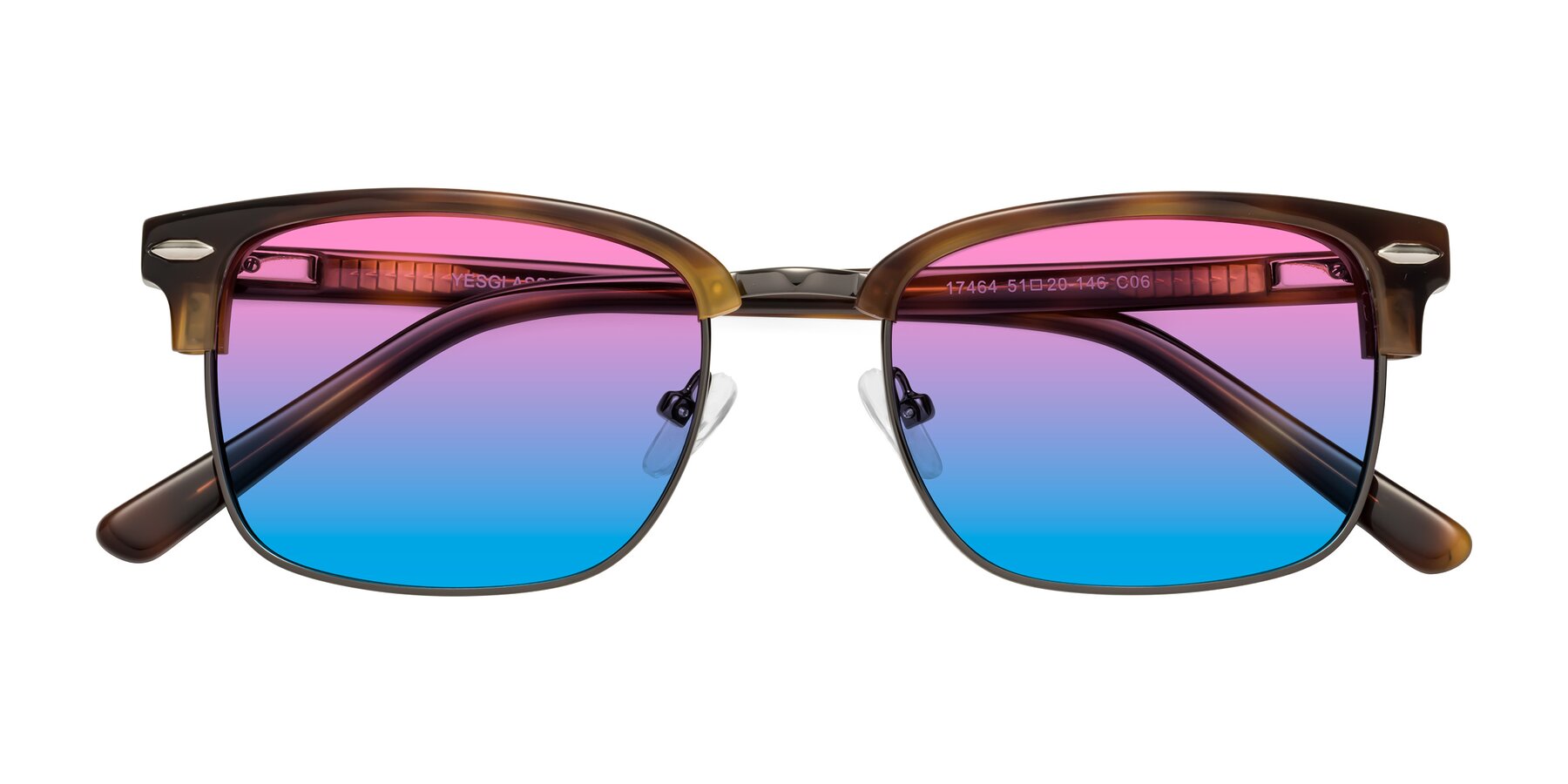 Folded Front of 17464 in Tortoise/ Gunmetal with Pink / Blue Gradient Lenses