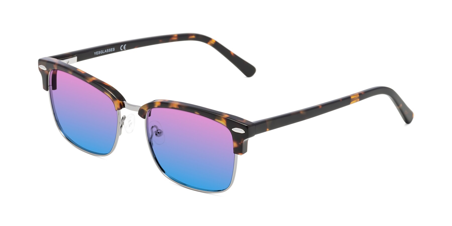 Angle of 17464 in Tortoise/ Gunmetal with Pink / Blue Gradient Lenses