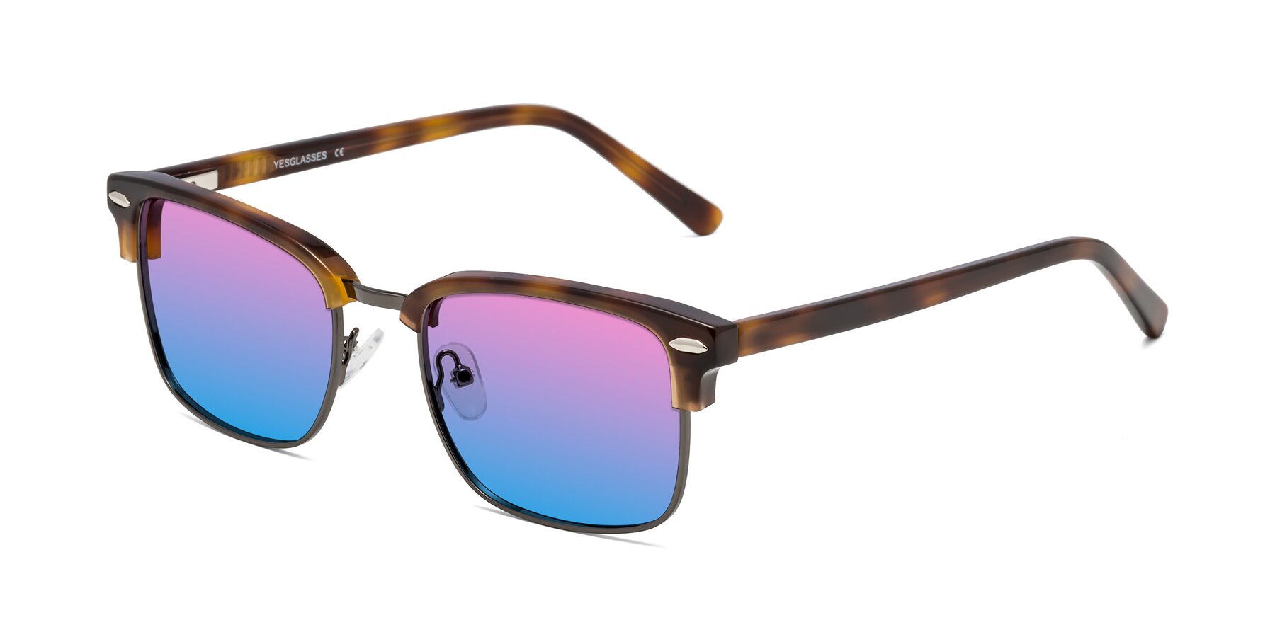 Angle of 17464 in Tortoise/ Gunmetal with Pink / Blue Gradient Lenses