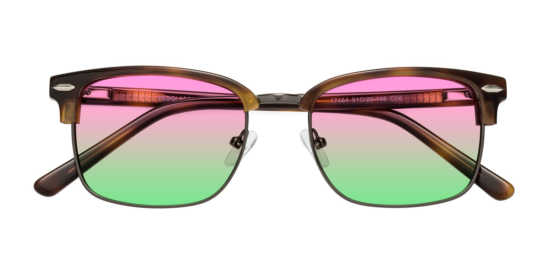 Folded Front of 17464 in Tortoise/ Gunmetal with Pink / Green Gradient Lenses