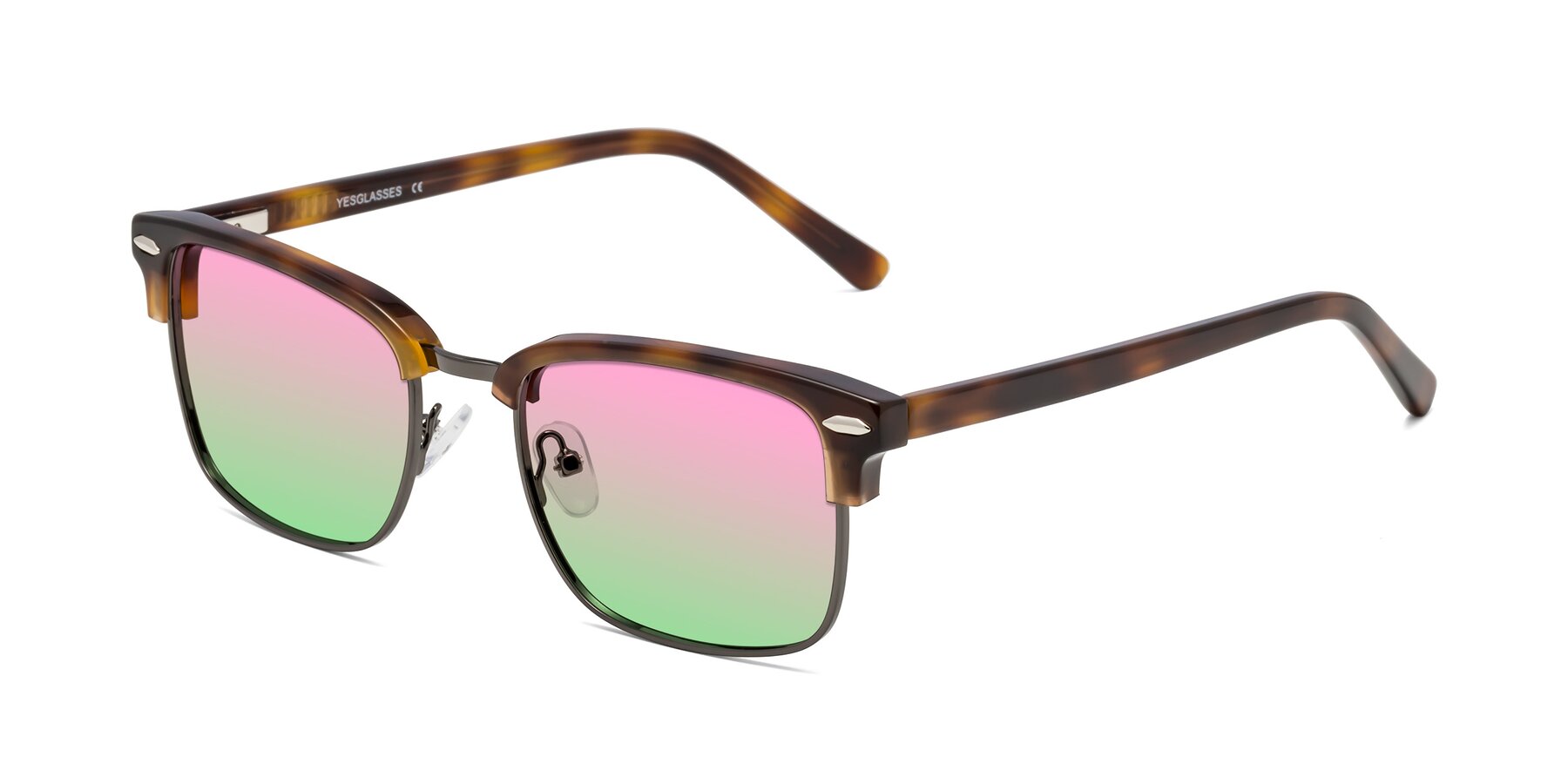Angle of 17464 in Tortoise/ Gunmetal with Pink / Green Gradient Lenses