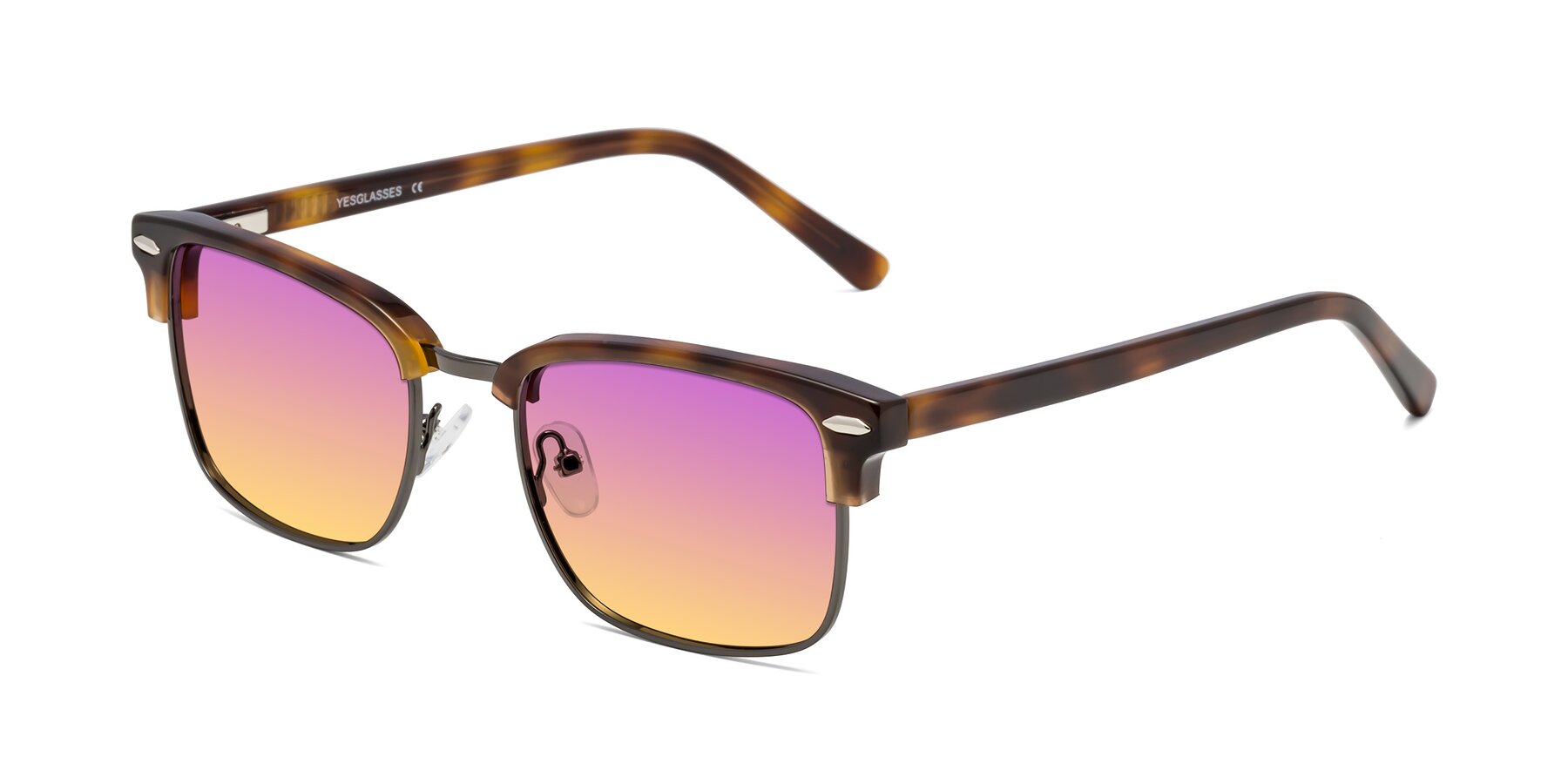 Angle of 17464 in Tortoise/ Gunmetal with Purple / Yellow Gradient Lenses