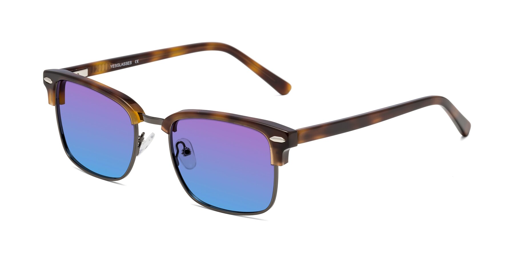 Angle of 17464 in Tortoise/ Gunmetal with Purple / Blue Gradient Lenses