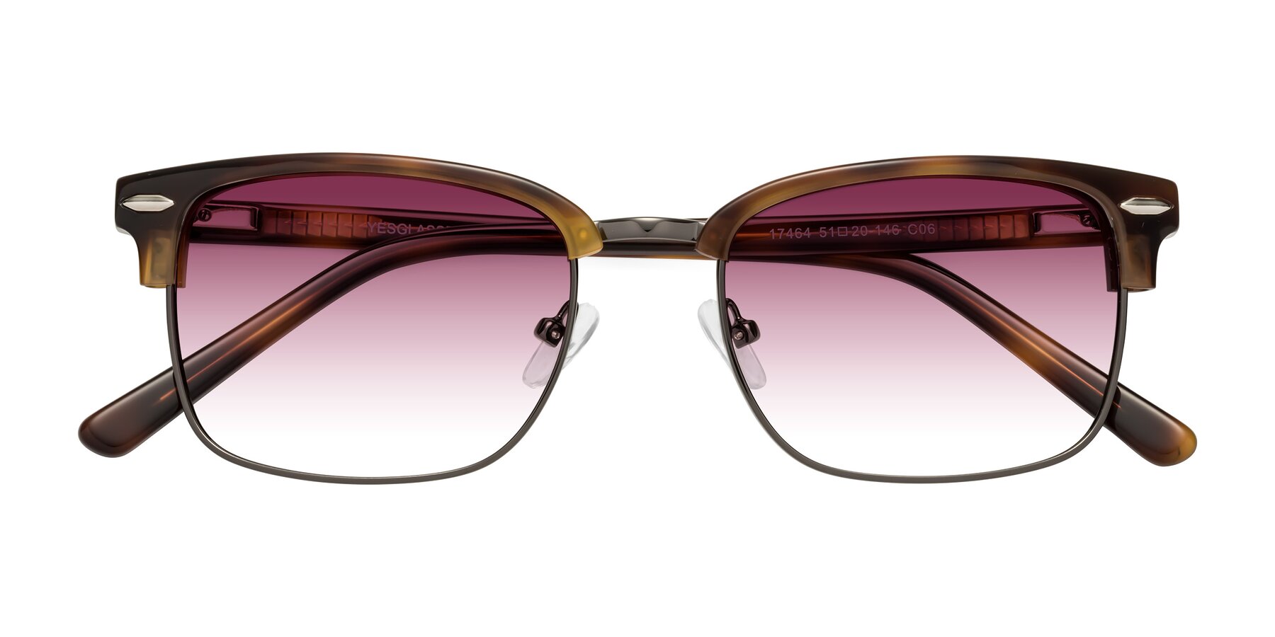 Folded Front of 17464 in Tortoise/ Gunmetal with Wine Gradient Lenses