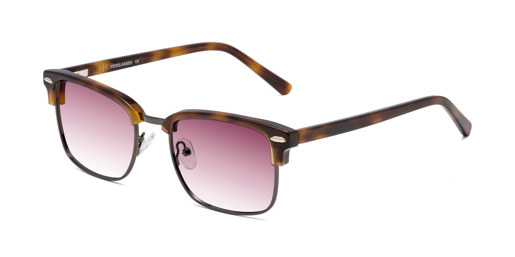 Angle of 17464 in Tortoise/ Gunmetal with Wine Gradient Lenses