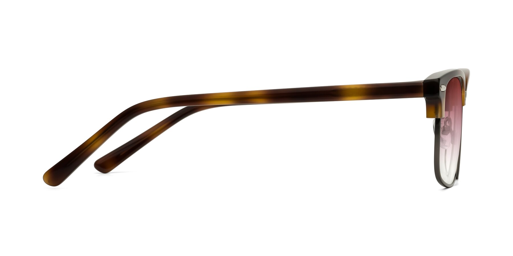 Side of 17464 in Tortoise/ Gunmetal with Garnet Gradient Lenses