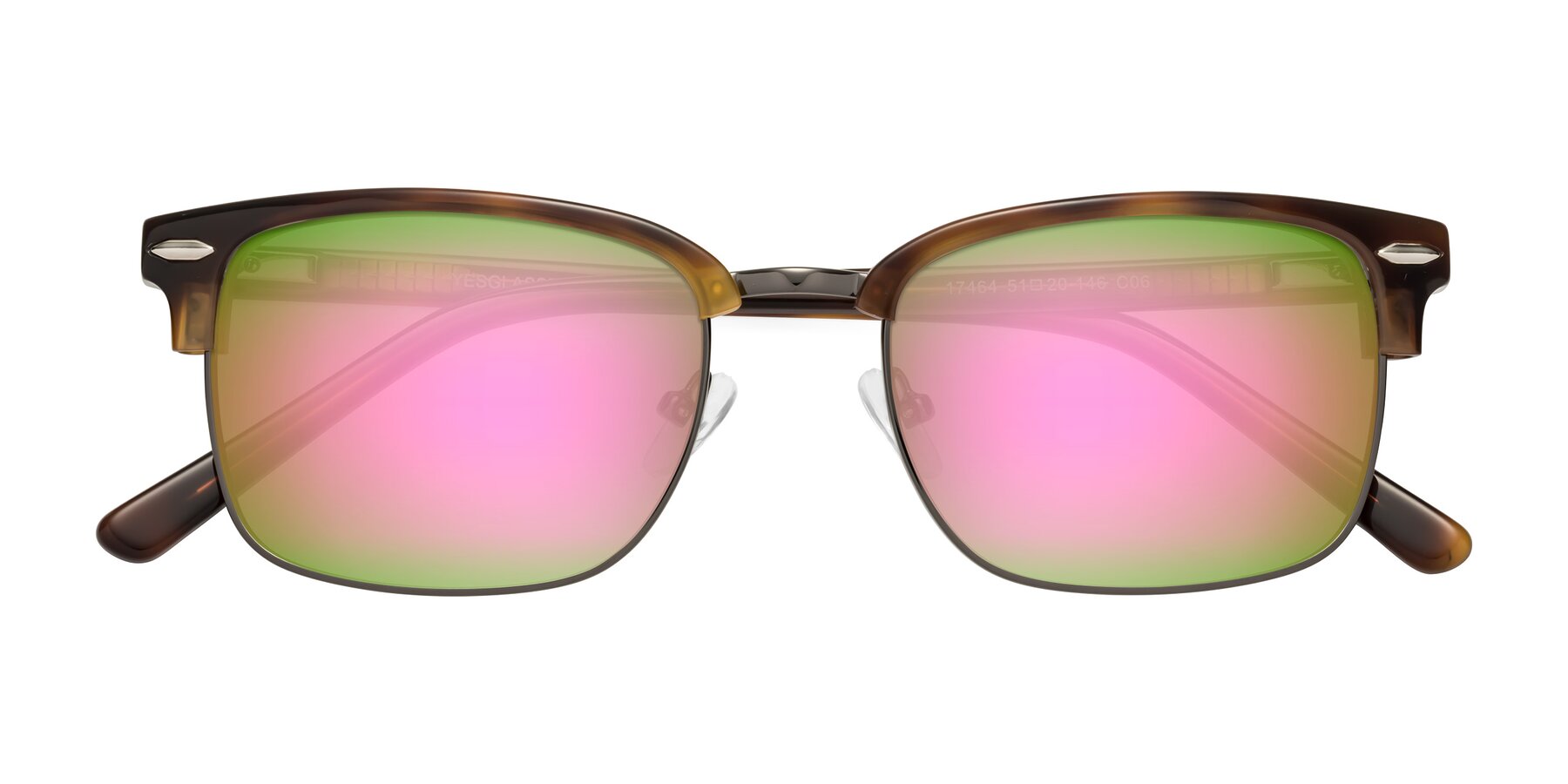 Folded Front of 17464 in Tortoise/ Gunmetal with Pink Mirrored Lenses