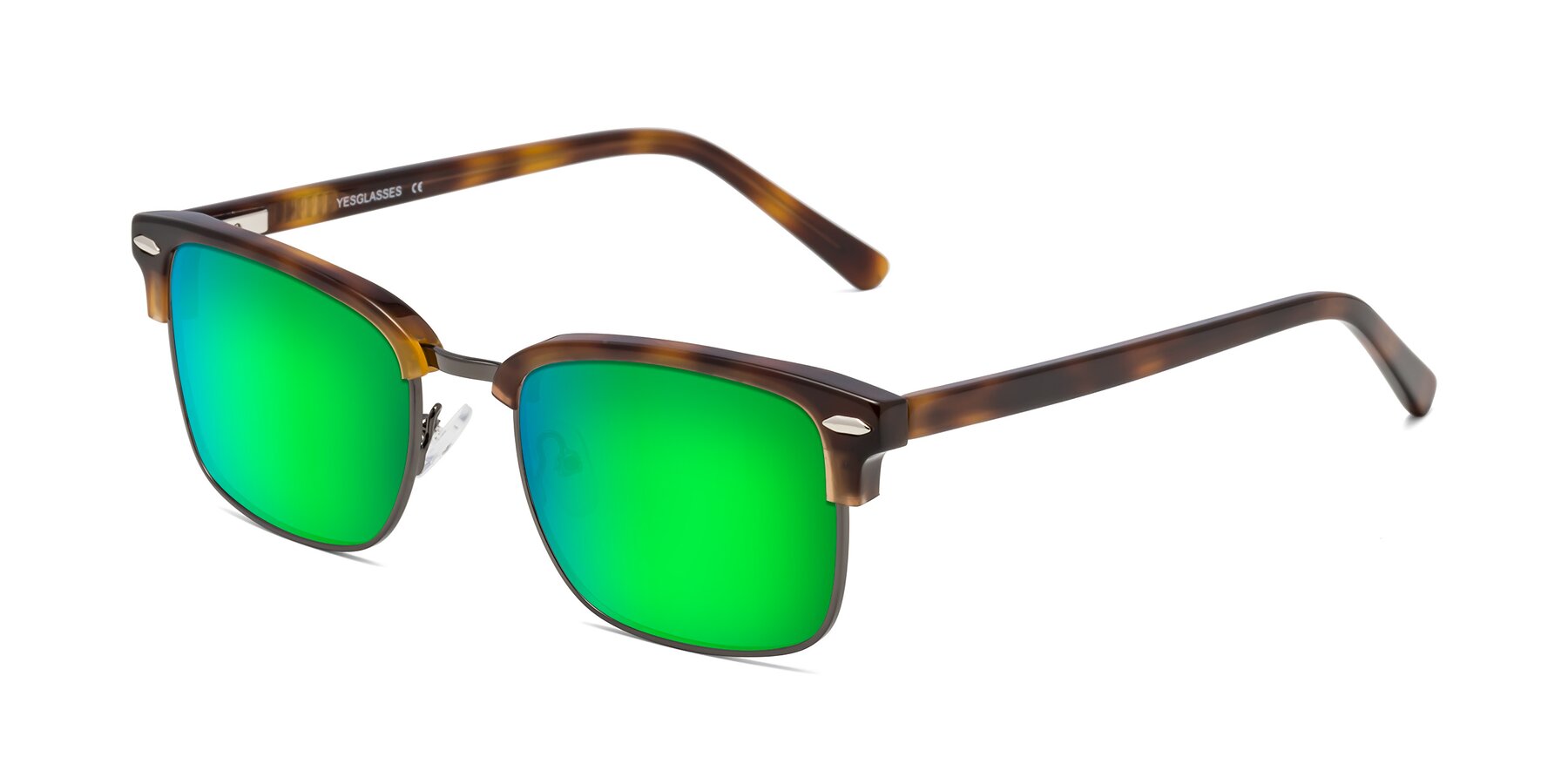 Angle of 17464 in Tortoise/ Gunmetal with Green Mirrored Lenses