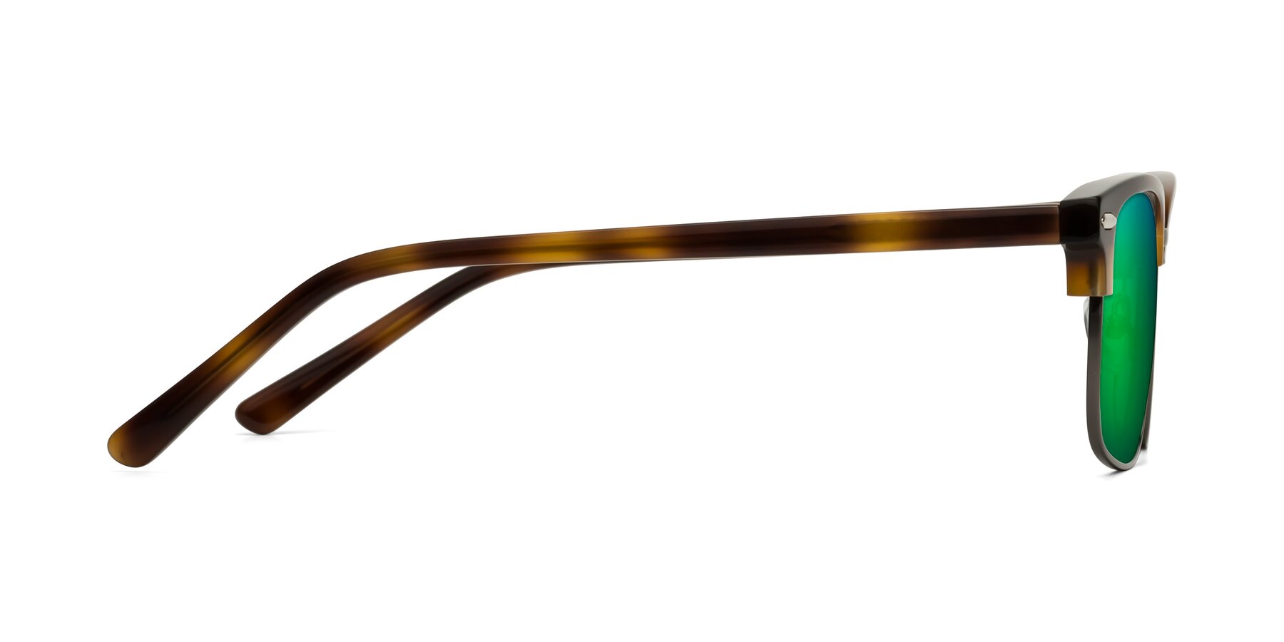 Side of 17464 in Tortoise/ Gunmetal with Green Mirrored Lenses