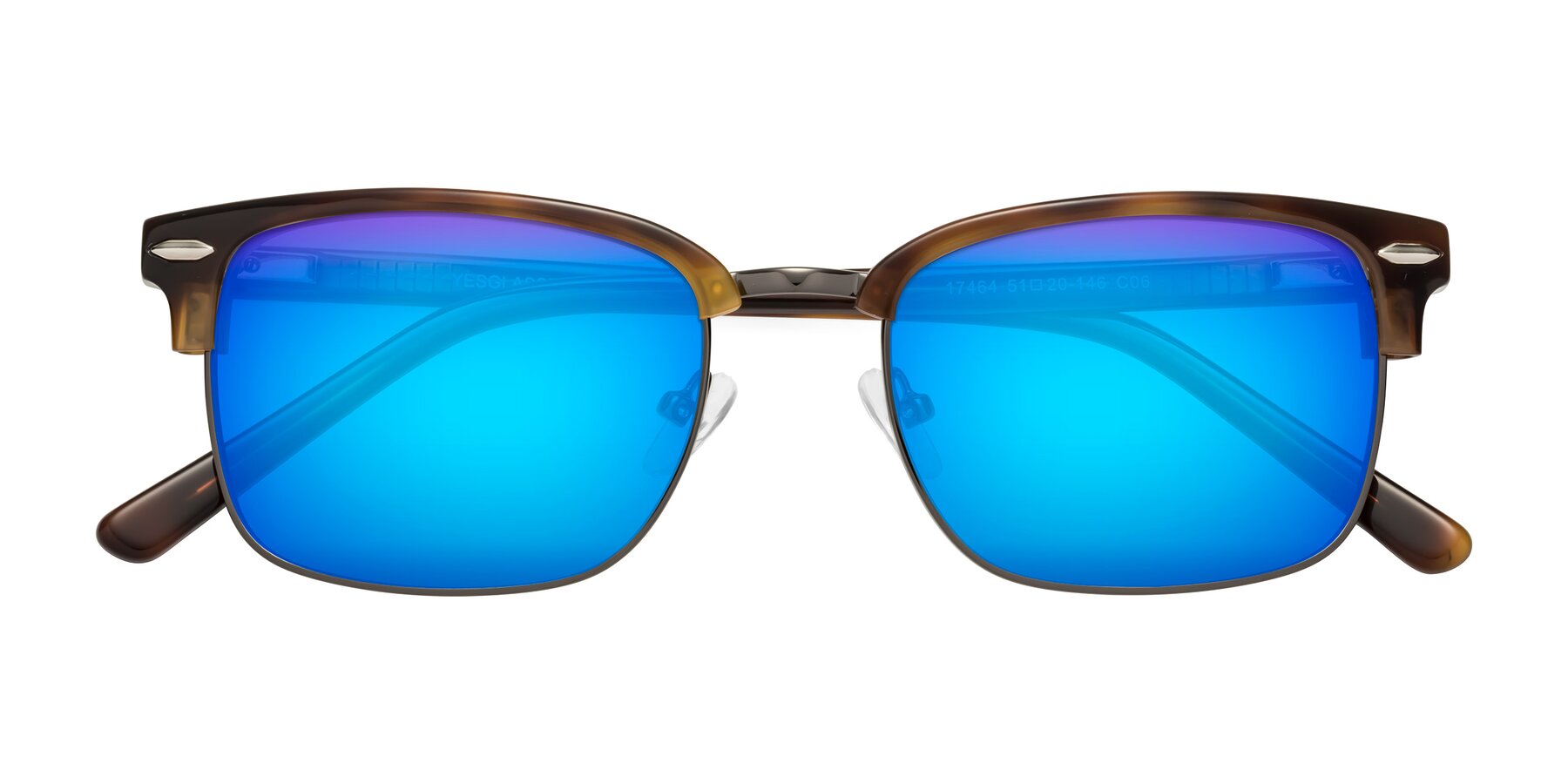 Folded Front of 17464 in Tortoise/ Gunmetal with Blue Mirrored Lenses
