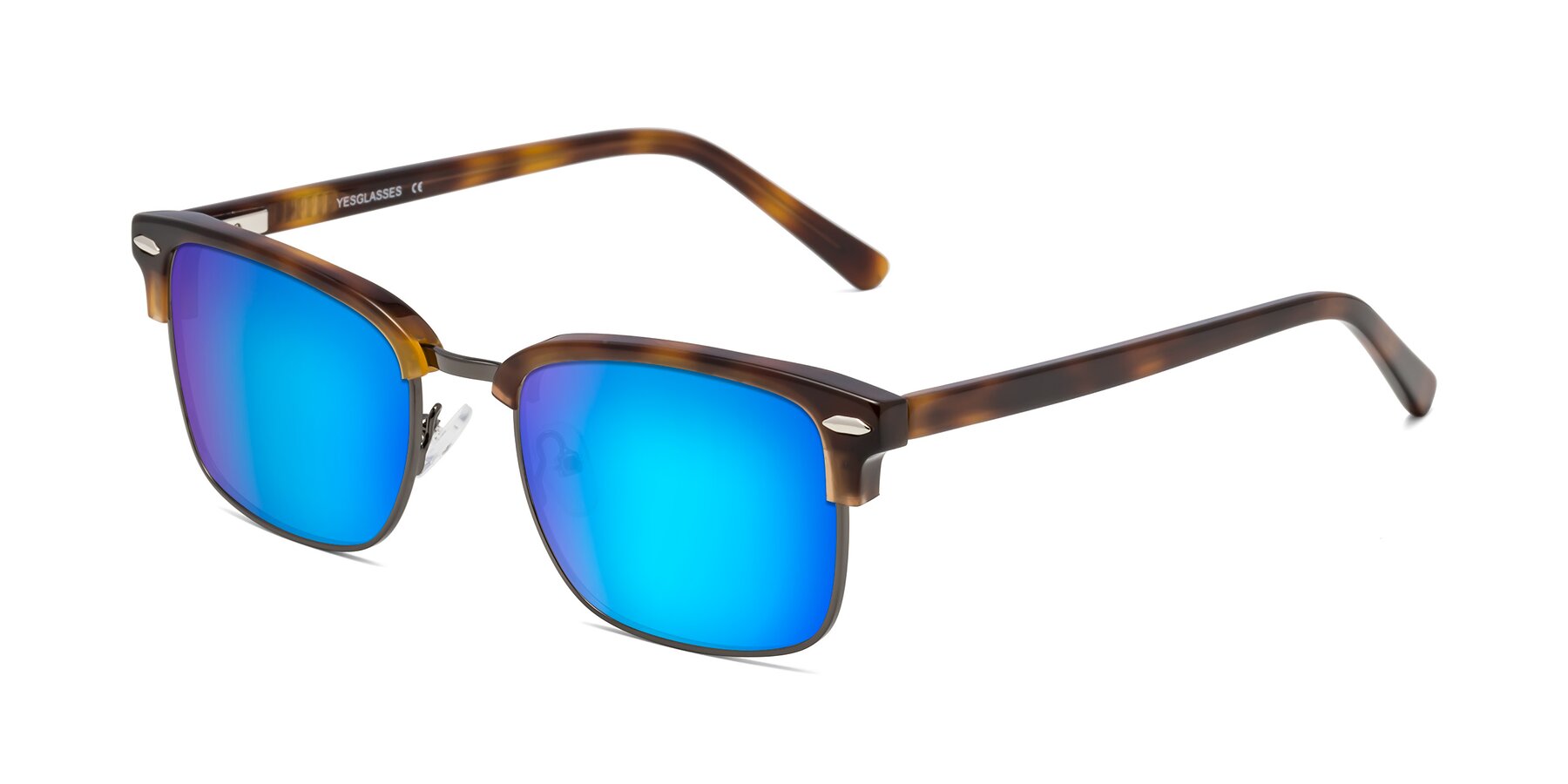Angle of 17464 in Tortoise/ Gunmetal with Blue Mirrored Lenses