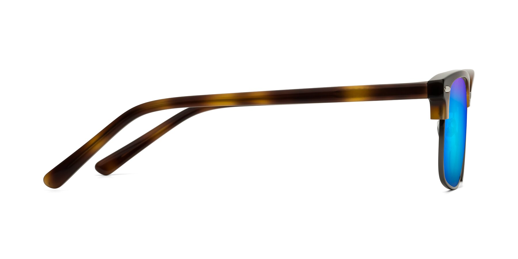 Side of 17464 in Tortoise/ Gunmetal with Blue Mirrored Lenses