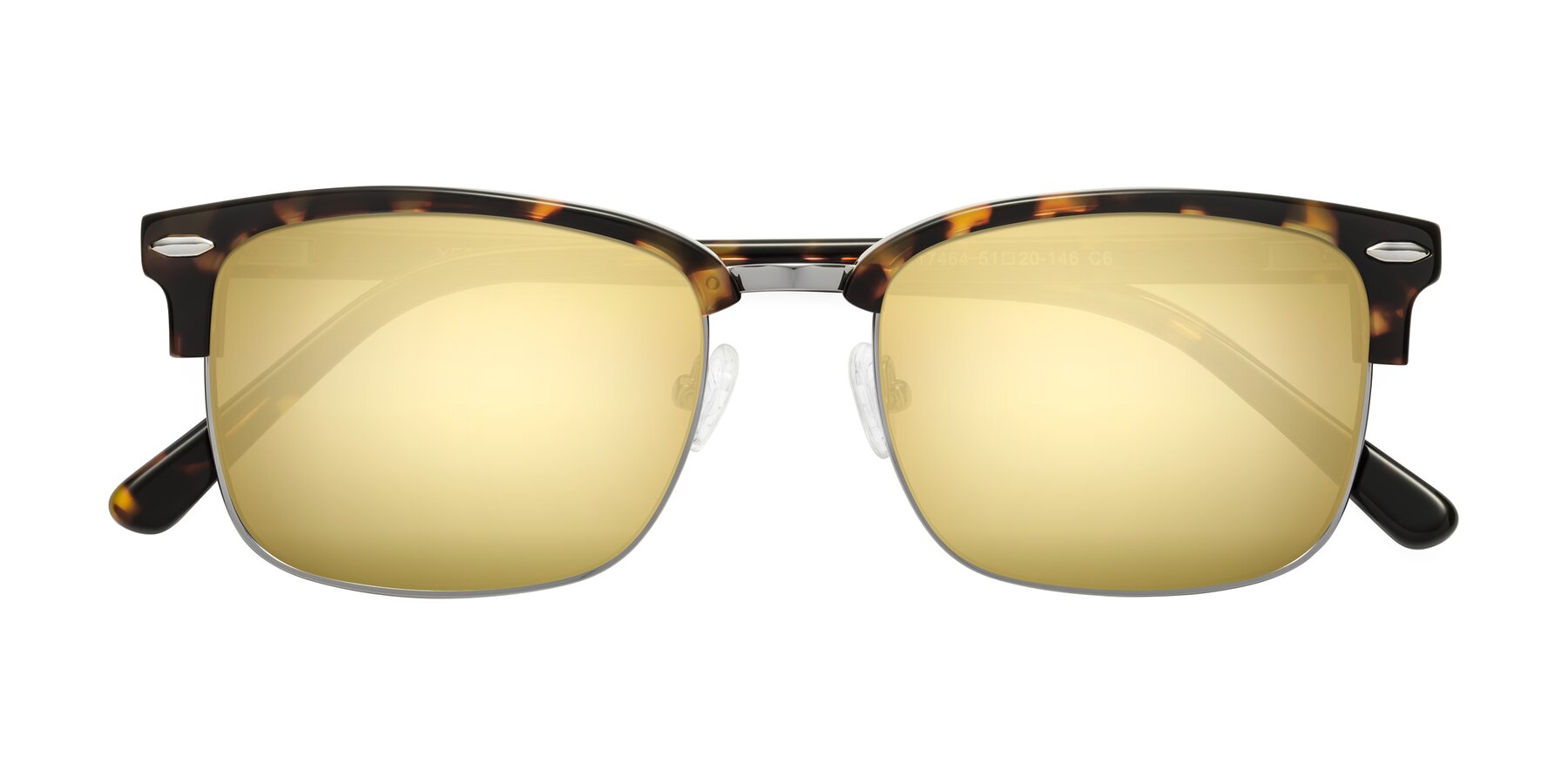 Folded Front of 17464 in Tortoise/ Gunmetal with Gold Mirrored Lenses