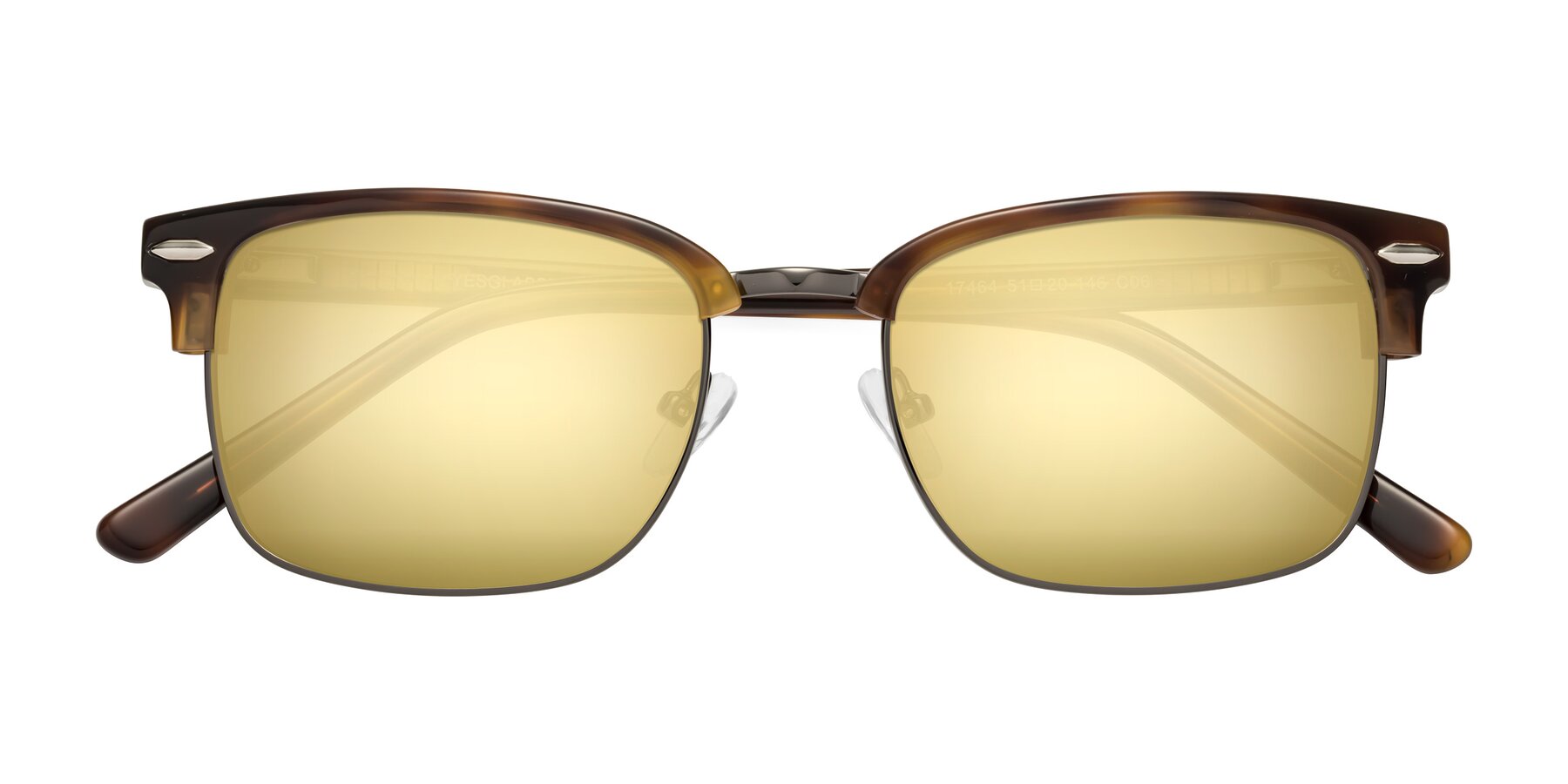 Folded Front of 17464 in Tortoise/ Gunmetal with Gold Mirrored Lenses