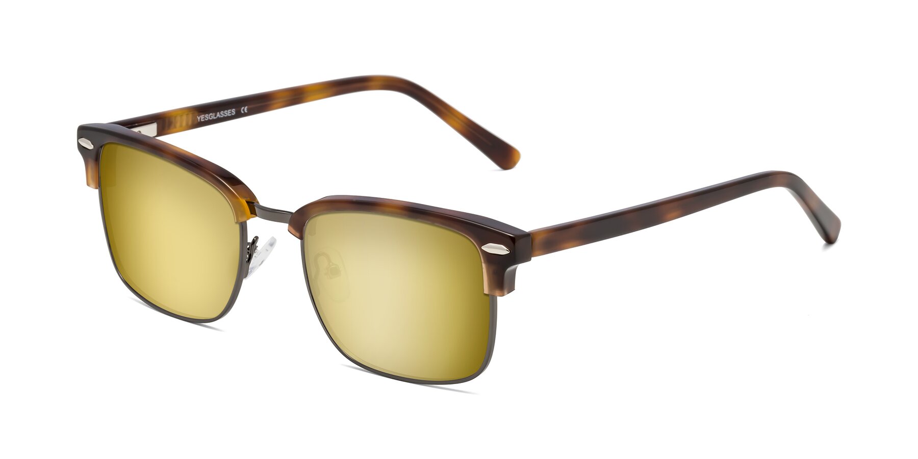 Angle of 17464 in Tortoise/ Gunmetal with Gold Mirrored Lenses