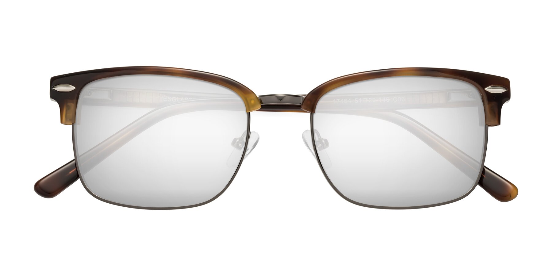 Folded Front of 17464 in Tortoise/ Gunmetal with Silver Mirrored Lenses