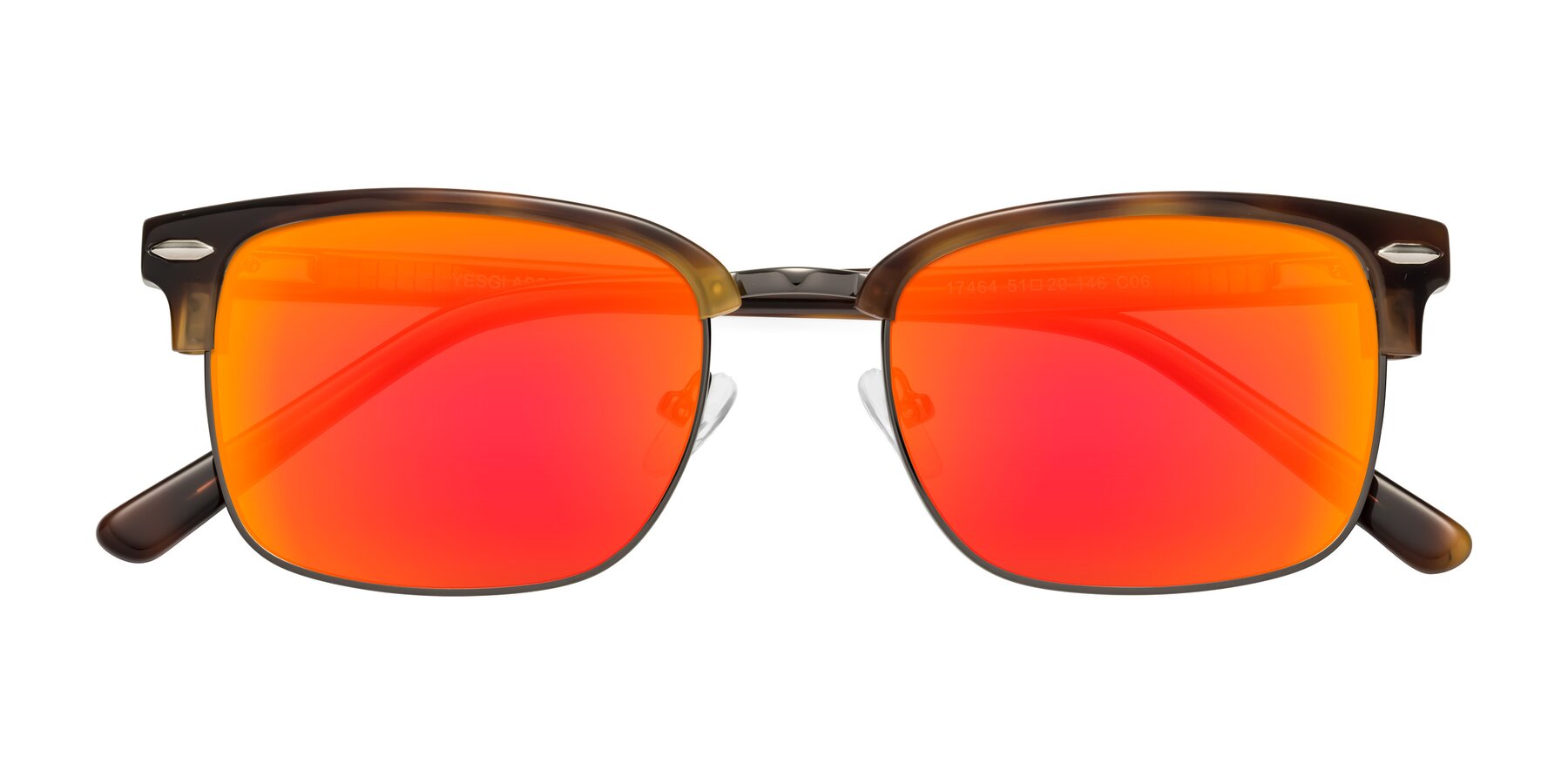 Folded Front of 17464 in Tortoise/ Gunmetal with Red Gold Mirrored Lenses