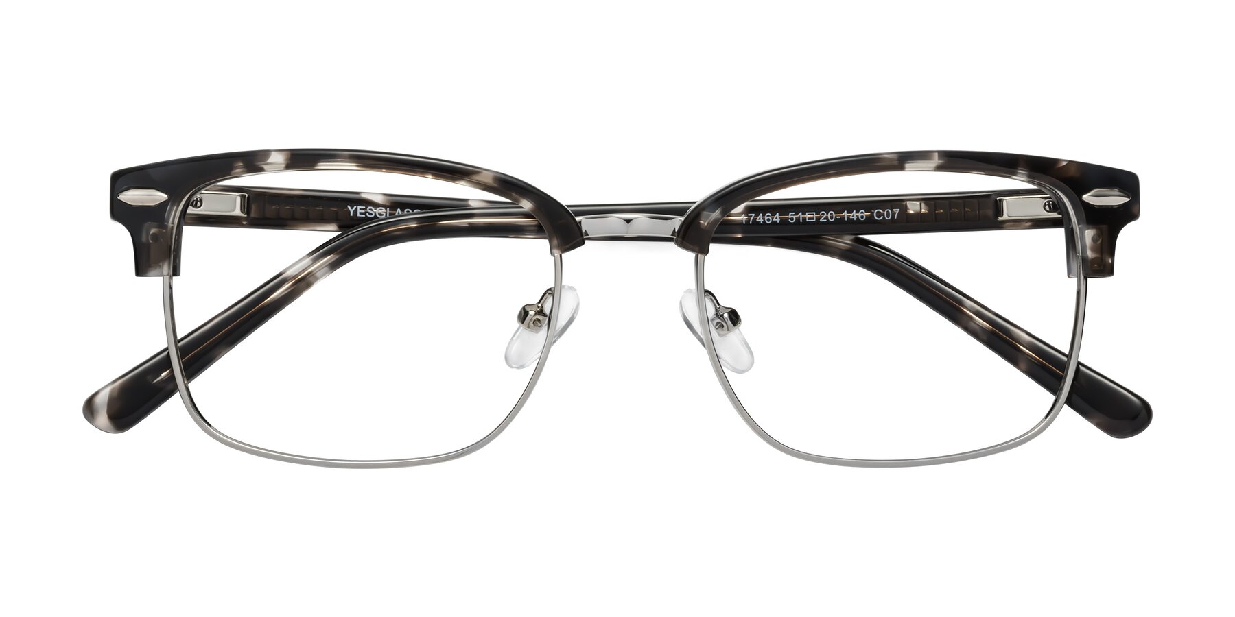 Folded Front of 17464 in Tortoise-Silver with Clear Eyeglass Lenses