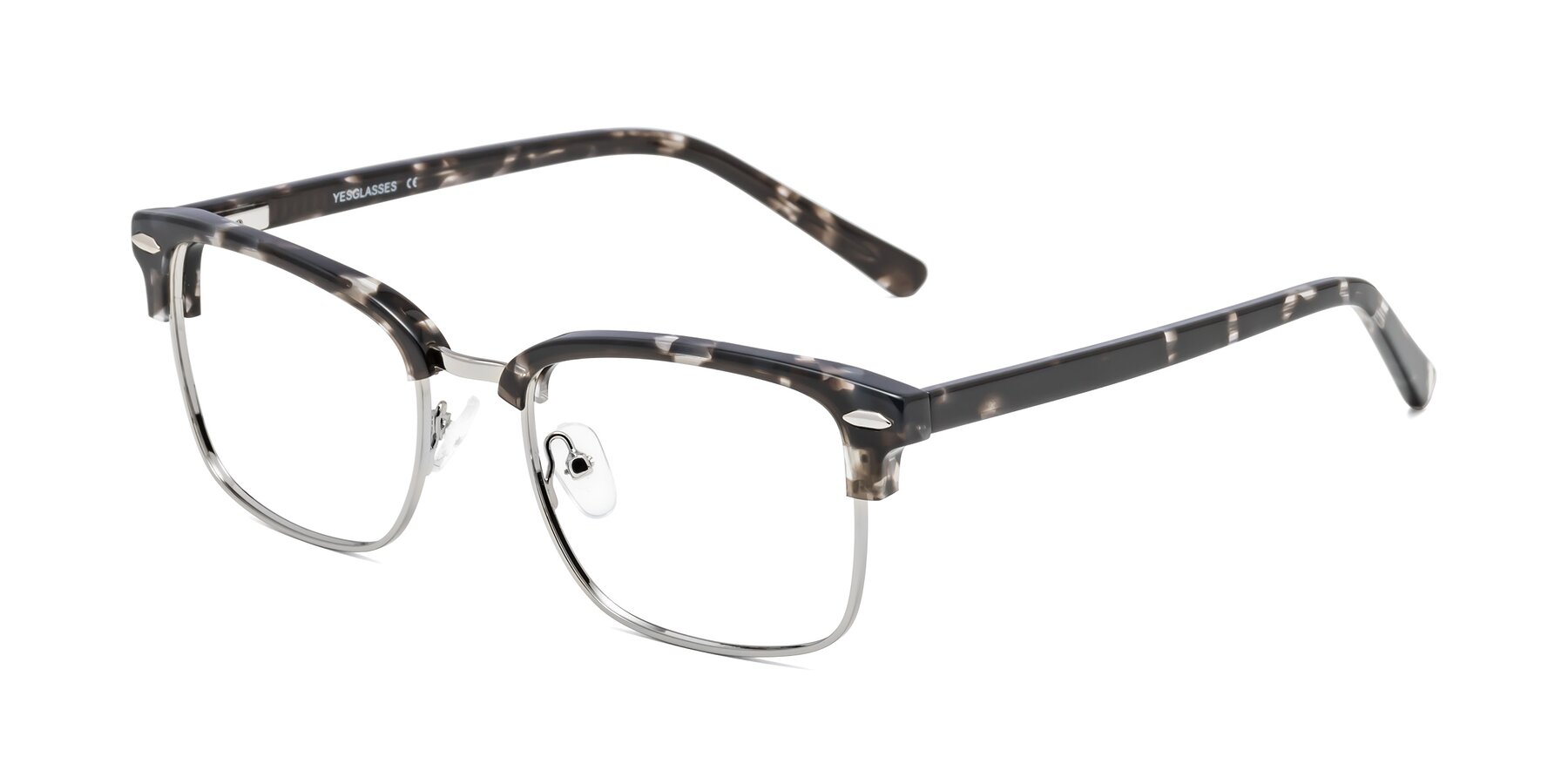 Angle of 17464 in Tortoise-Silver with Clear Eyeglass Lenses