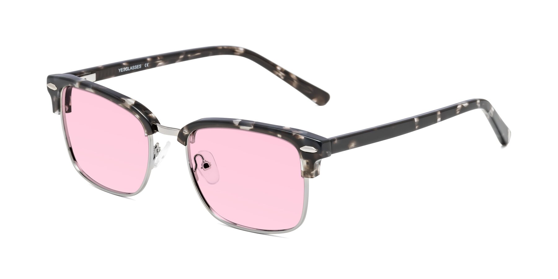 Angle of 17464 in Tortoise-Silver with Light Pink Tinted Lenses