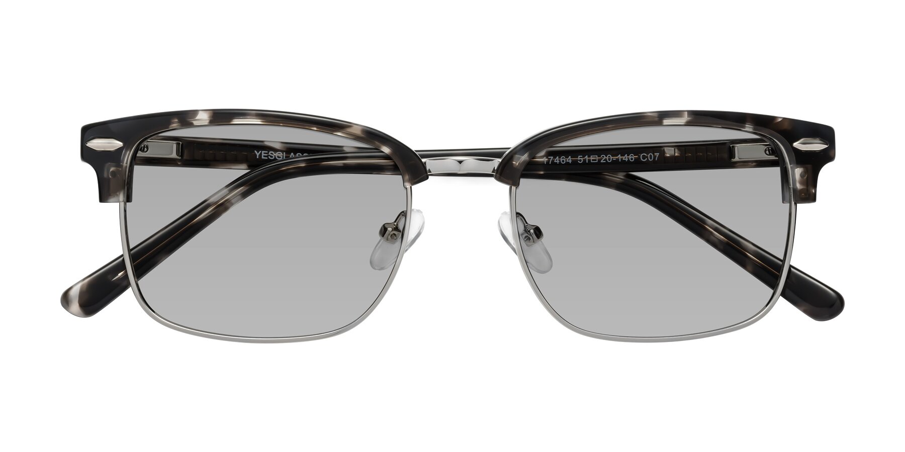 Folded Front of 17464 in Tortoise-Silver with Light Gray Tinted Lenses