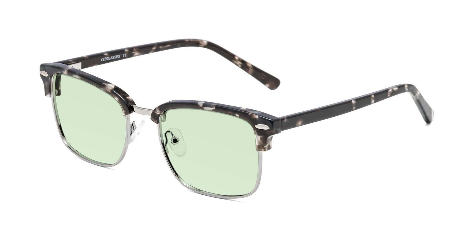 Angle of 17464 in Tortoise-Silver with Light Green Tinted Lenses