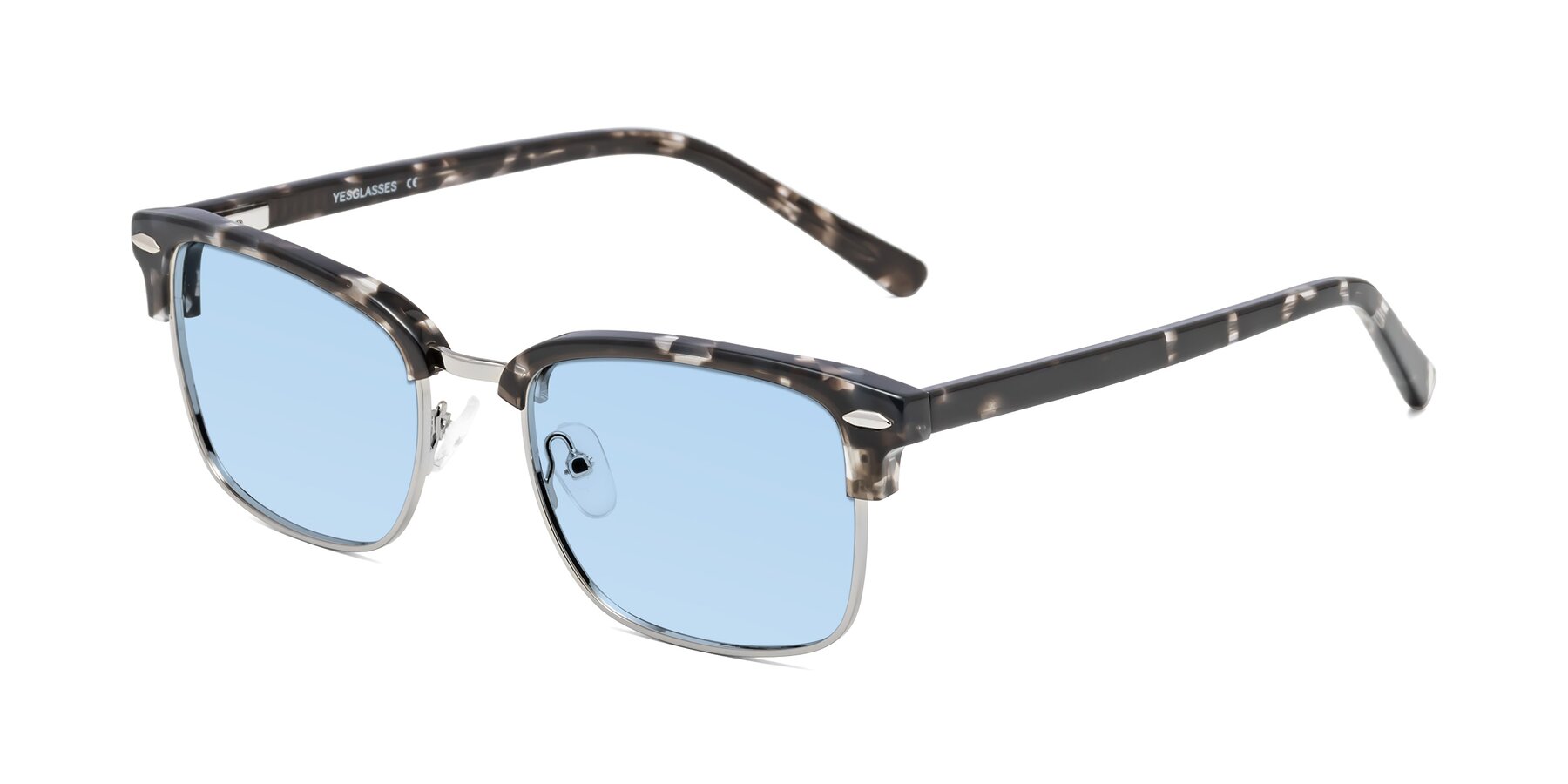 Angle of 17464 in Tortoise-Silver with Light Blue Tinted Lenses